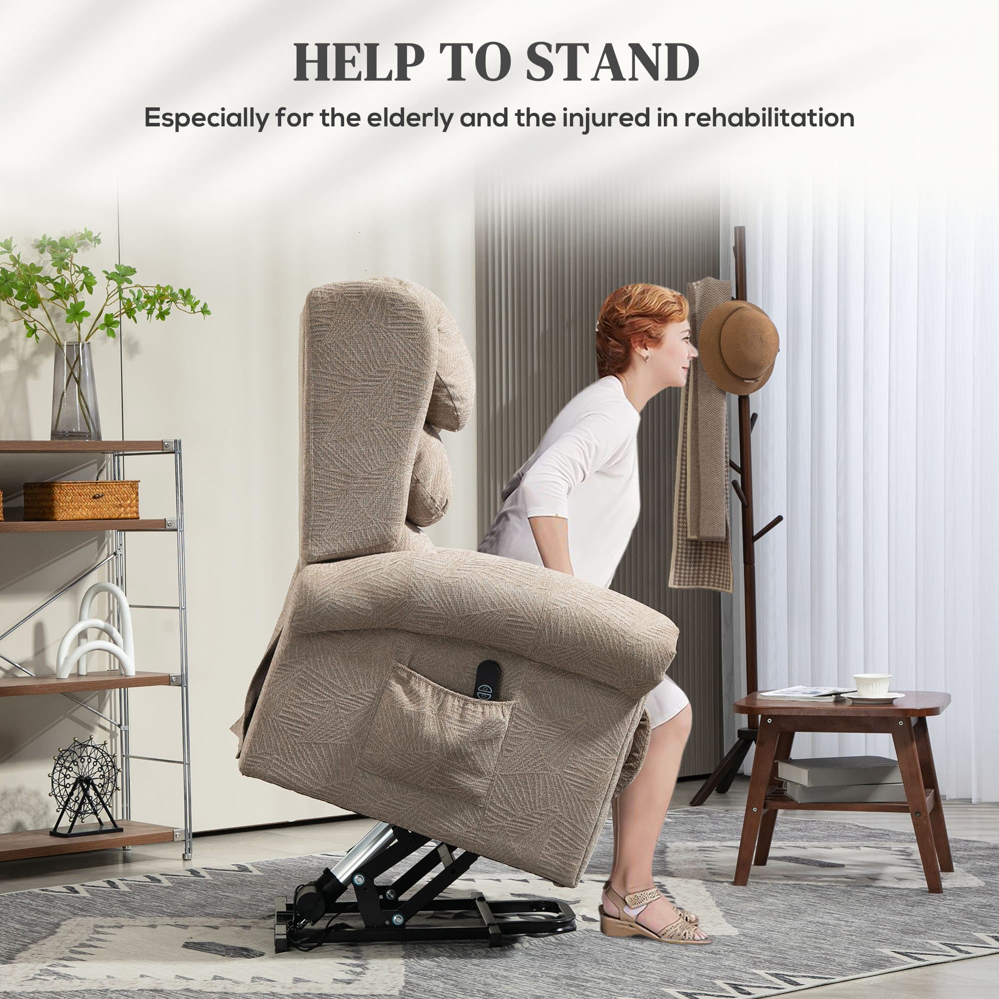 Effortless Comfort: Khaki Velvet Electric Riser Recliner - image 3