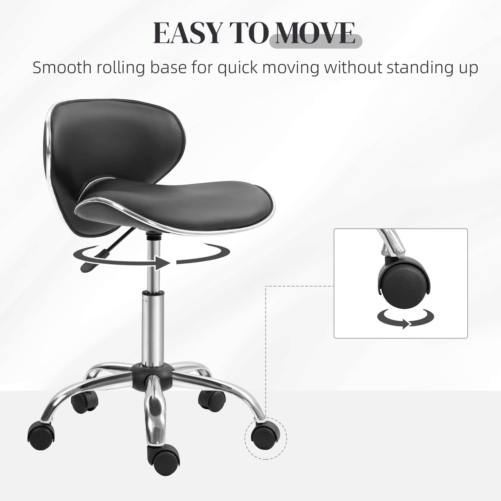 Transform Your Workspace with this Adjustable Black Salon Stool - image 2