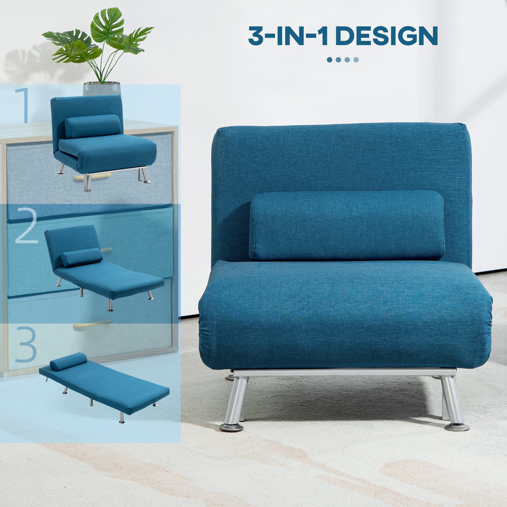 Transform Your Space With This Blue 3-in-1 Sleeper Chair - image 1