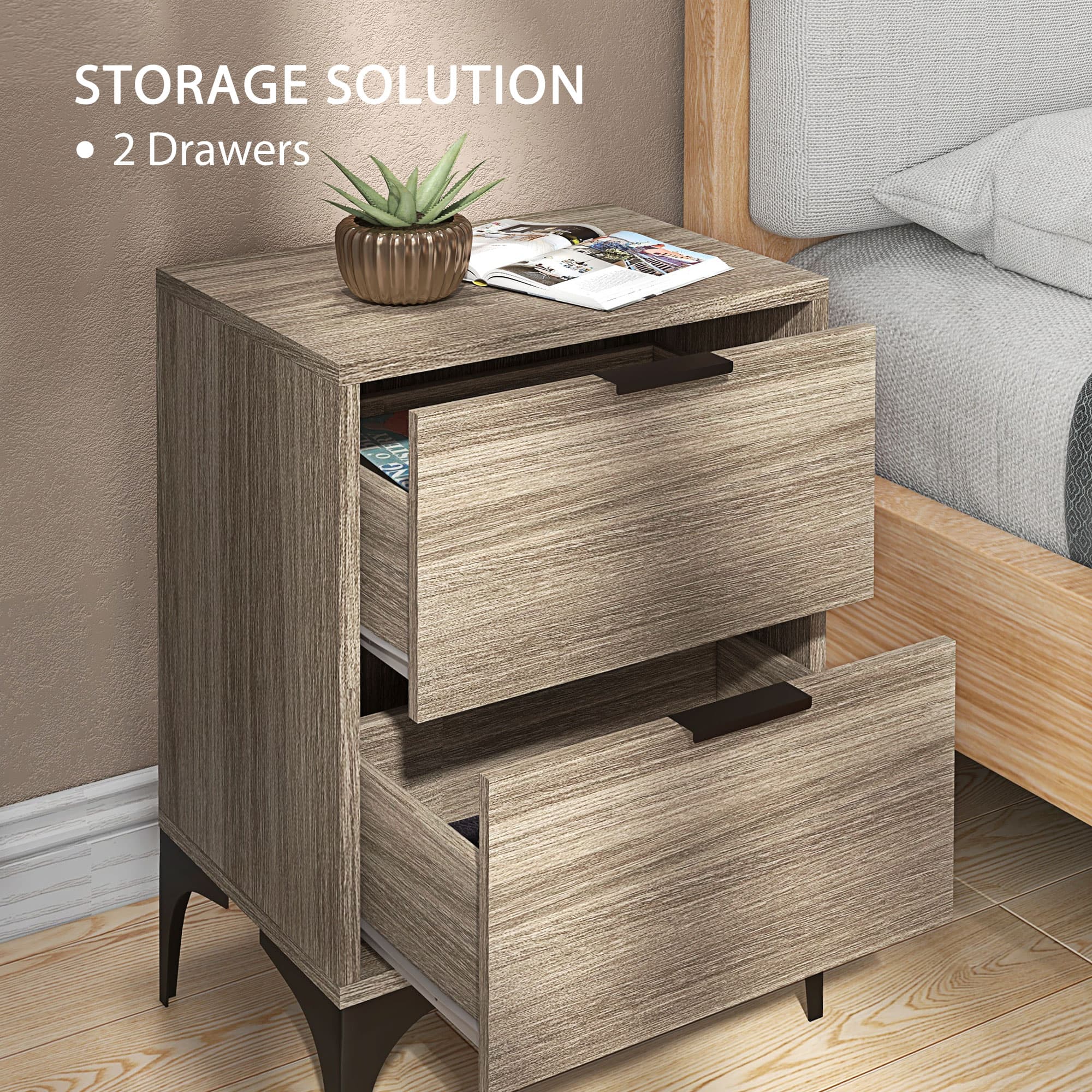 Pair of Matching Bedside Tables in Wood Effect With Steel Legs - image 4
