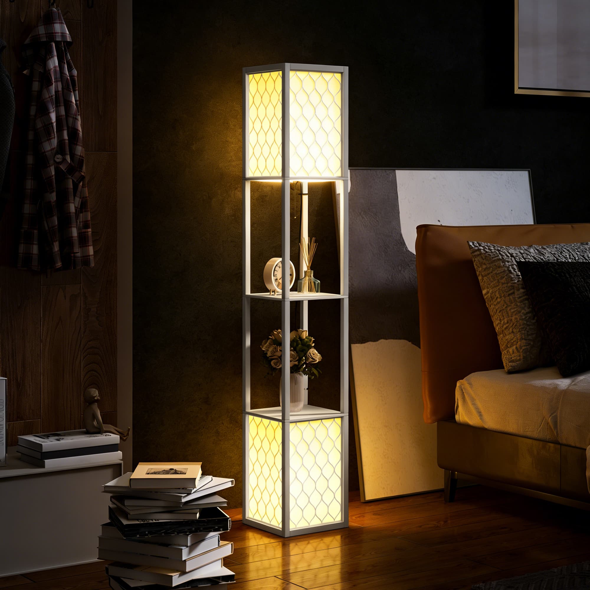 Dual-Light Floor Lamp with Two Built-In Display Shelves - image 5