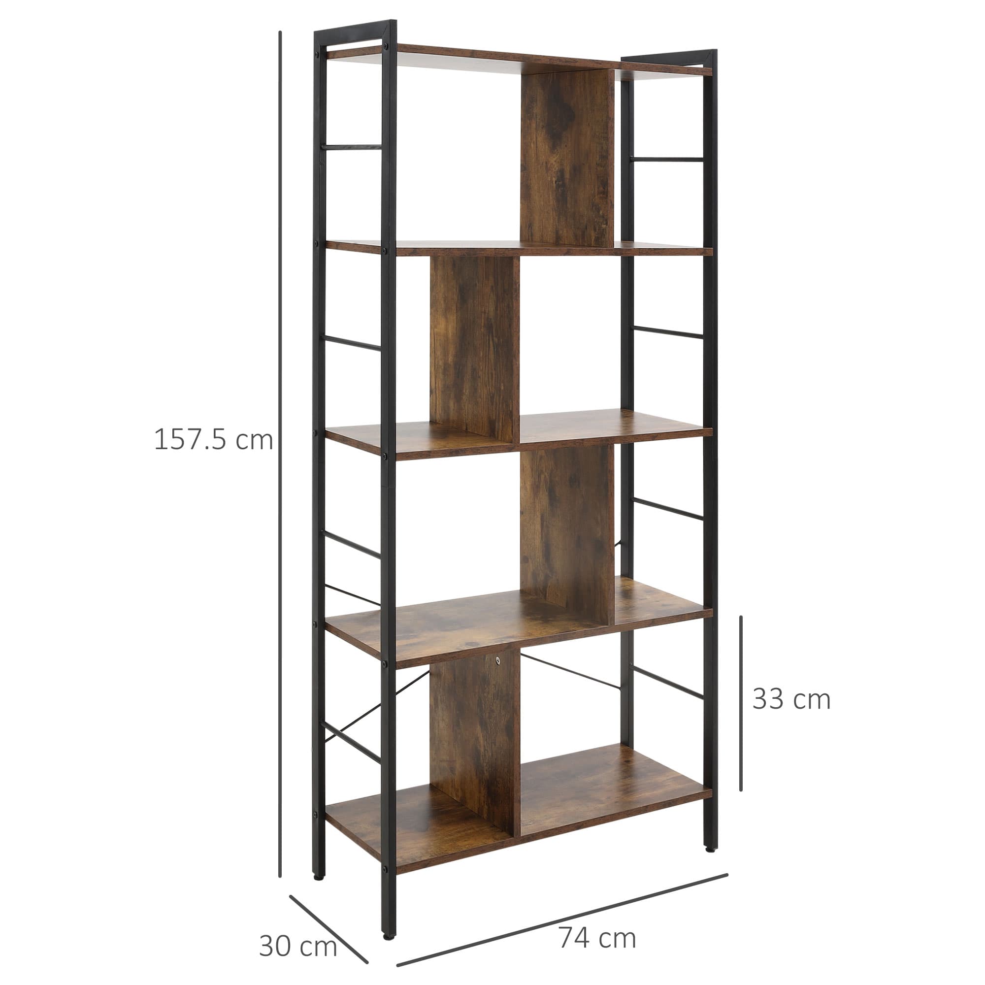 5-Tier Industrial Bookcase for Effortless Organisation - image 1