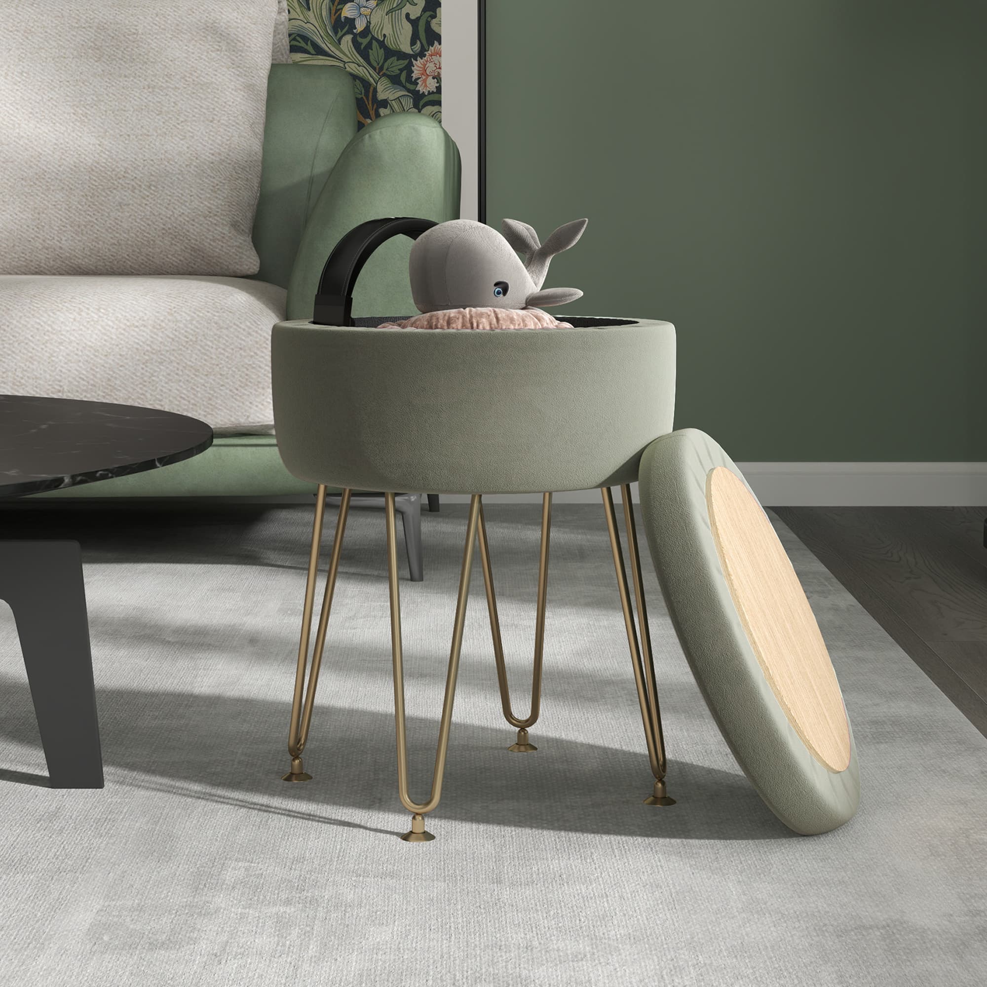 A compact storage ottoman that doubles as footstool or seat - image 3