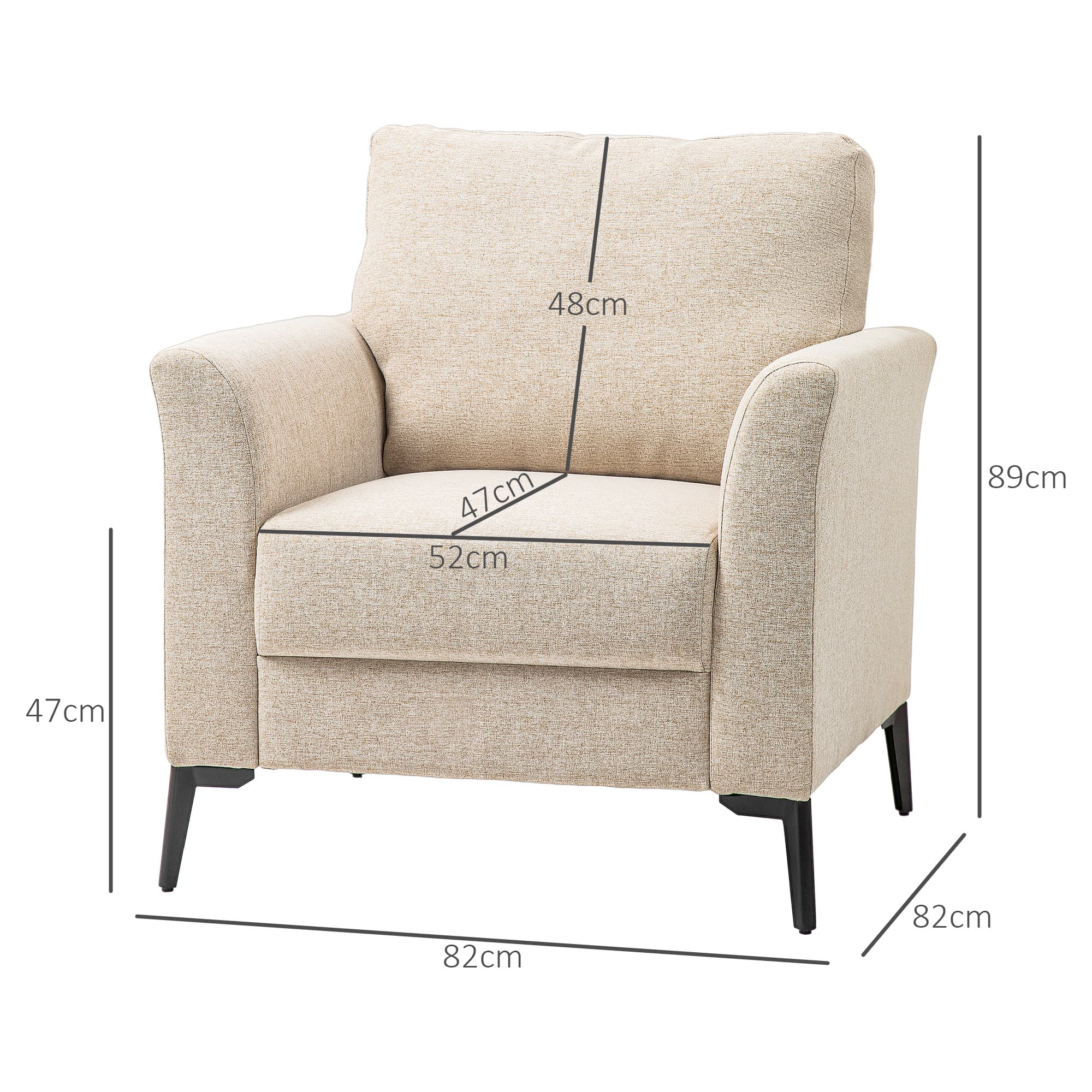 Sink Into Comfort: The Linen-Look Beige Accent Armchair - image 3