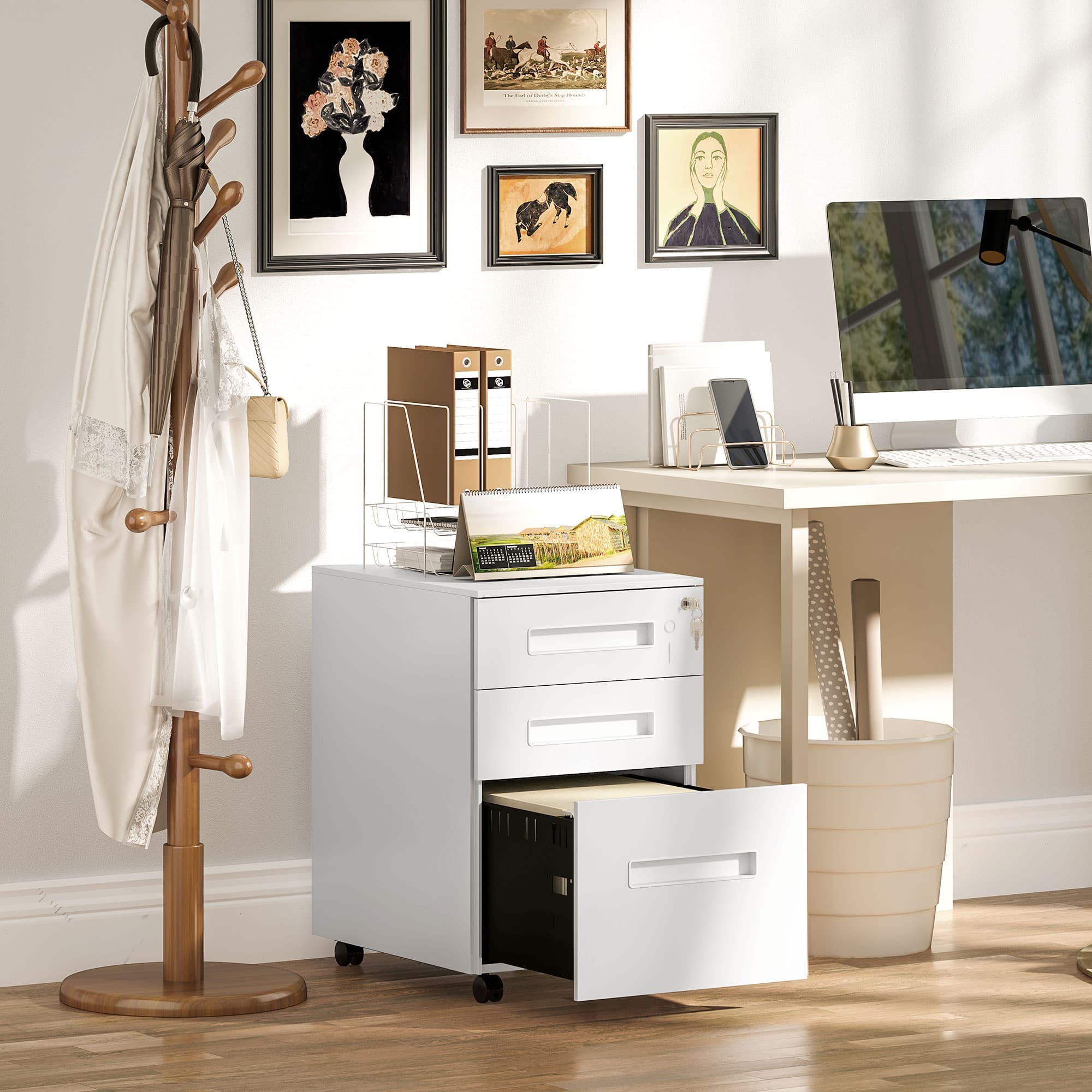 Effortless Office Organisation: White 3-Drawer Filing Cabinet - image 3