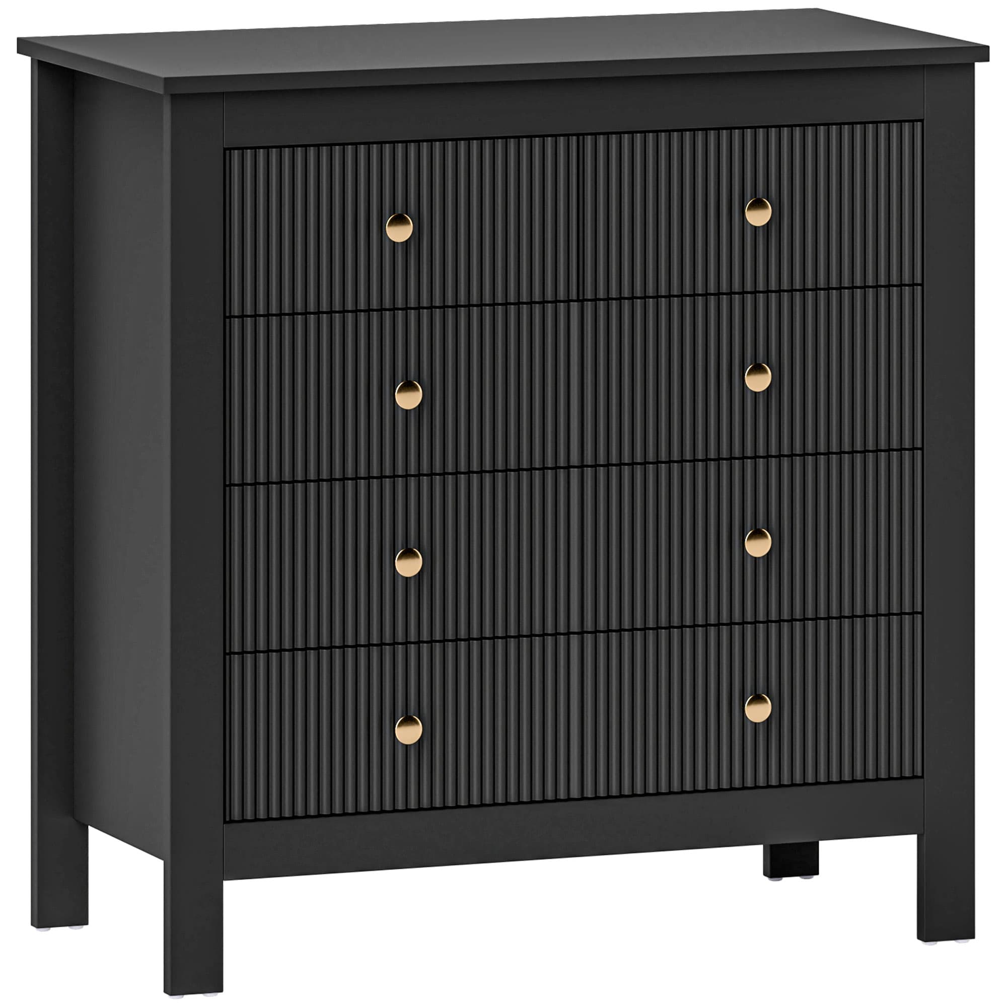 Transform Your Bedroom with this Elegant Black 5-Drawer Chest - Black