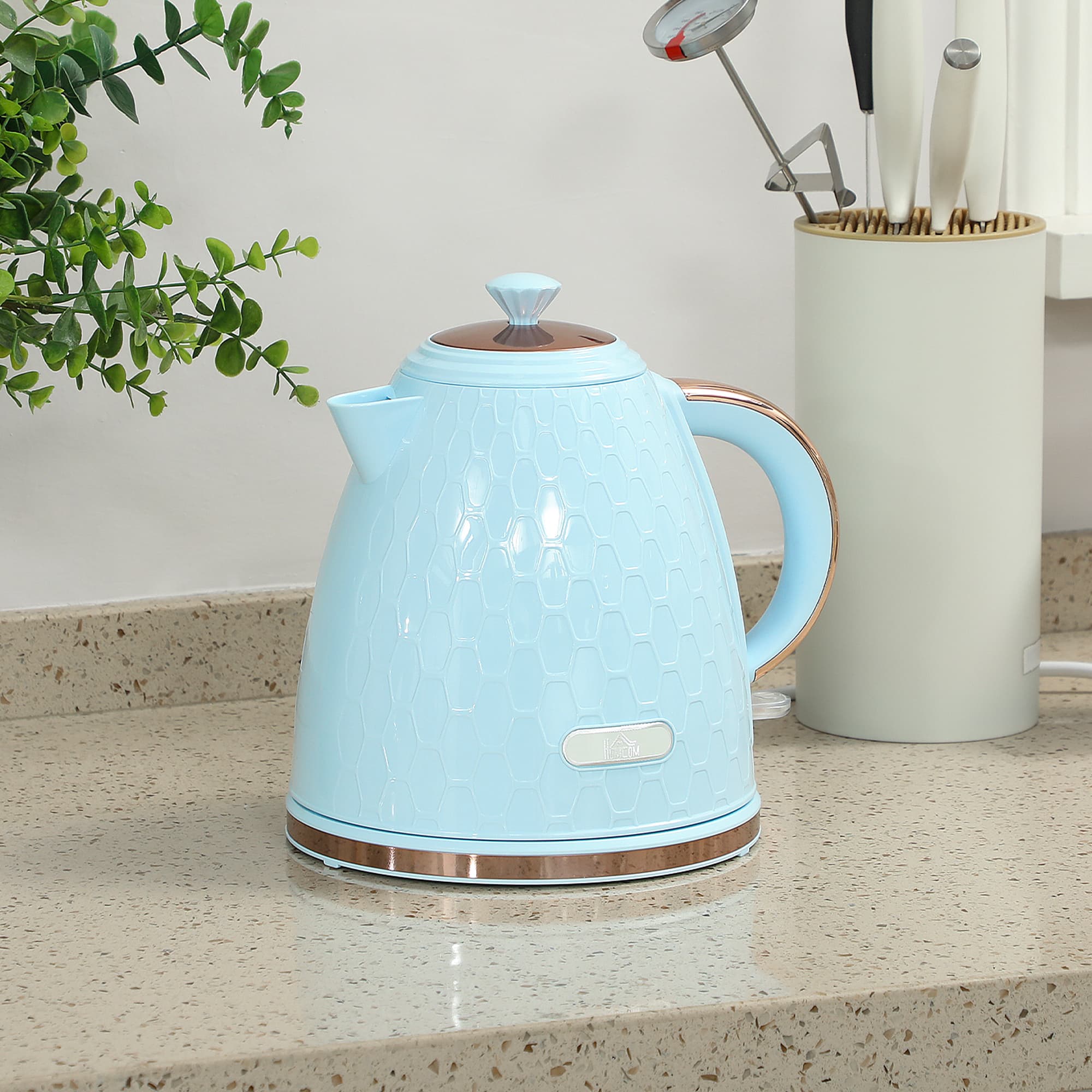 Light Blue 3kW Kettle with Rose Gold Handle and Embossed Body - image 10