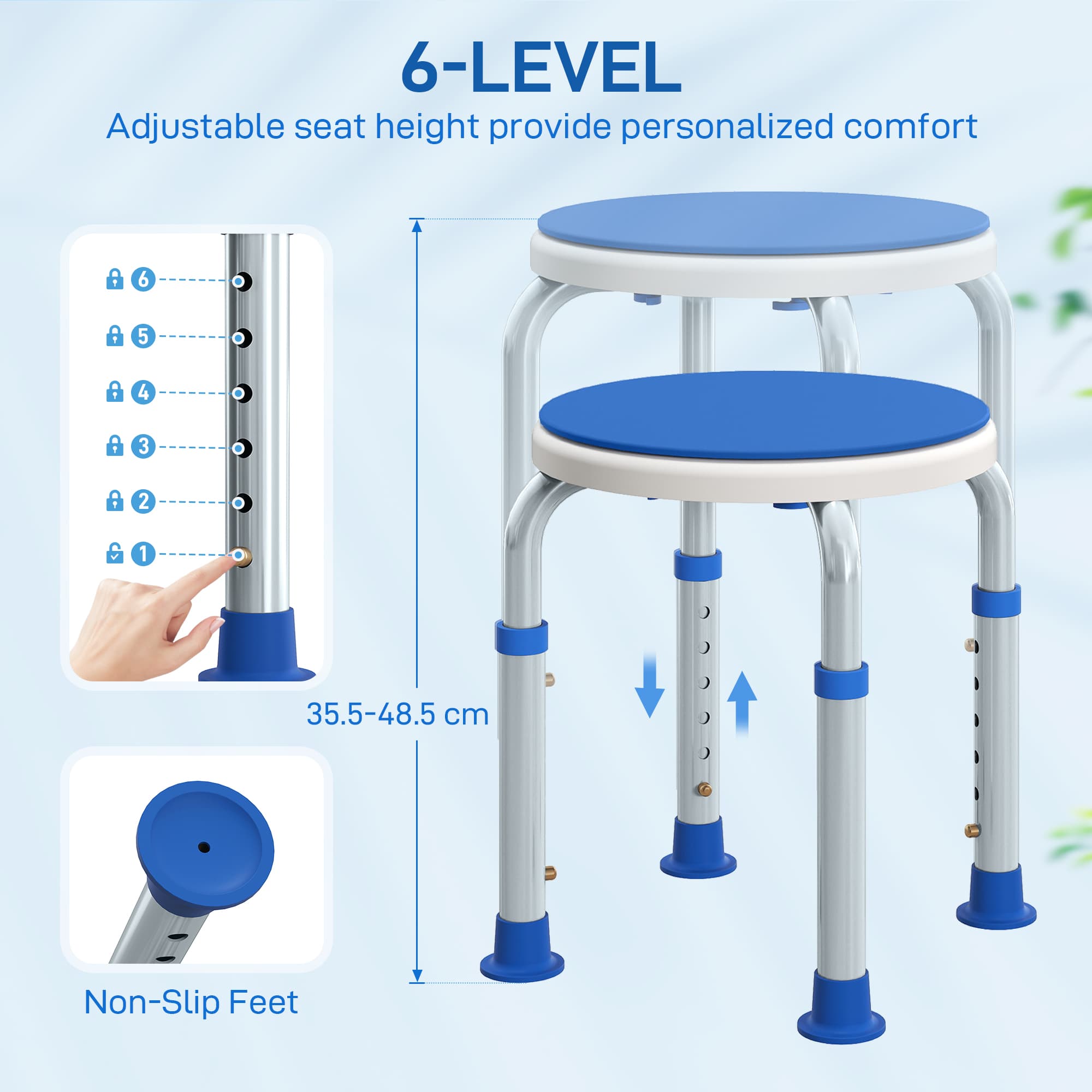 Blue 360 Swivel Shower Chair for Safer Bathing - image 8
