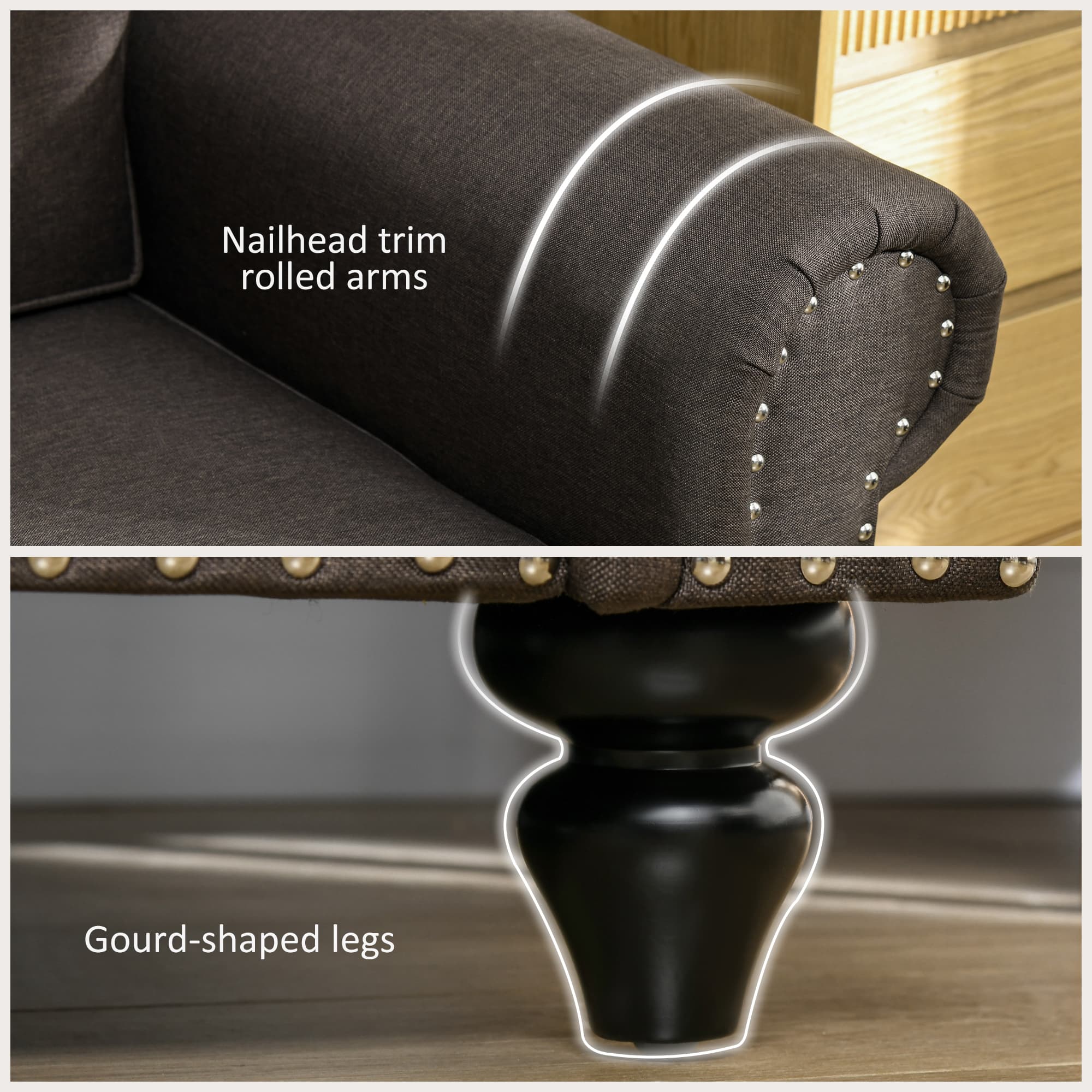 A Classic Two-Seater Loveseat with Rolled Arms and Nailhead Trim - image 3