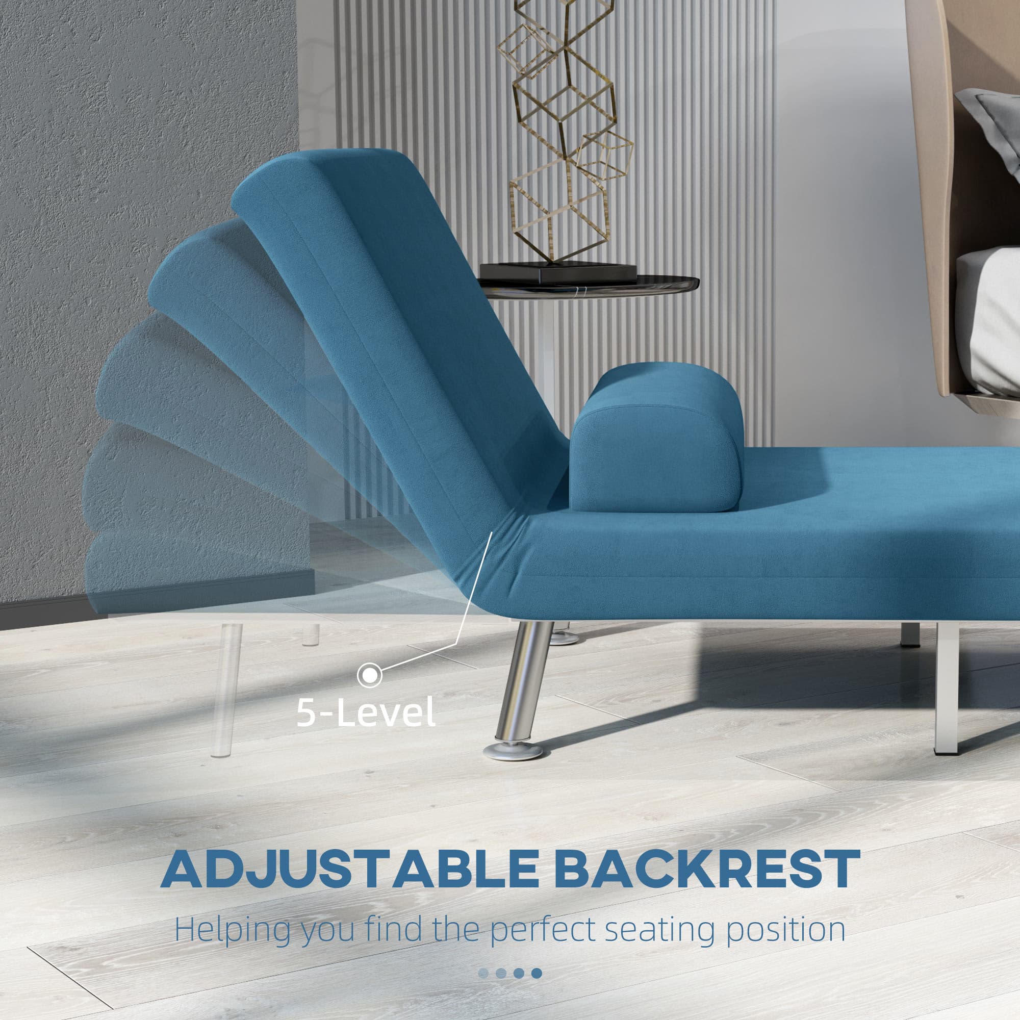 Transform Your Space with this Blue Velvet Single Sofa Bed - image 3