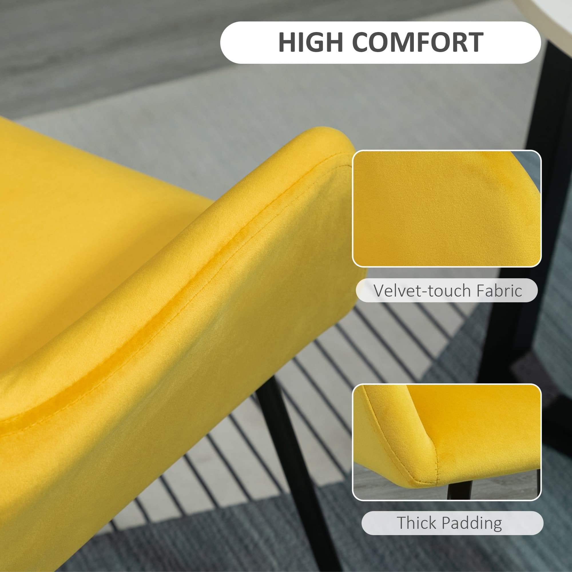 Pair of Mustard Velvet Plissé-Back Accent Chairs on X-Frame Legs - image 4