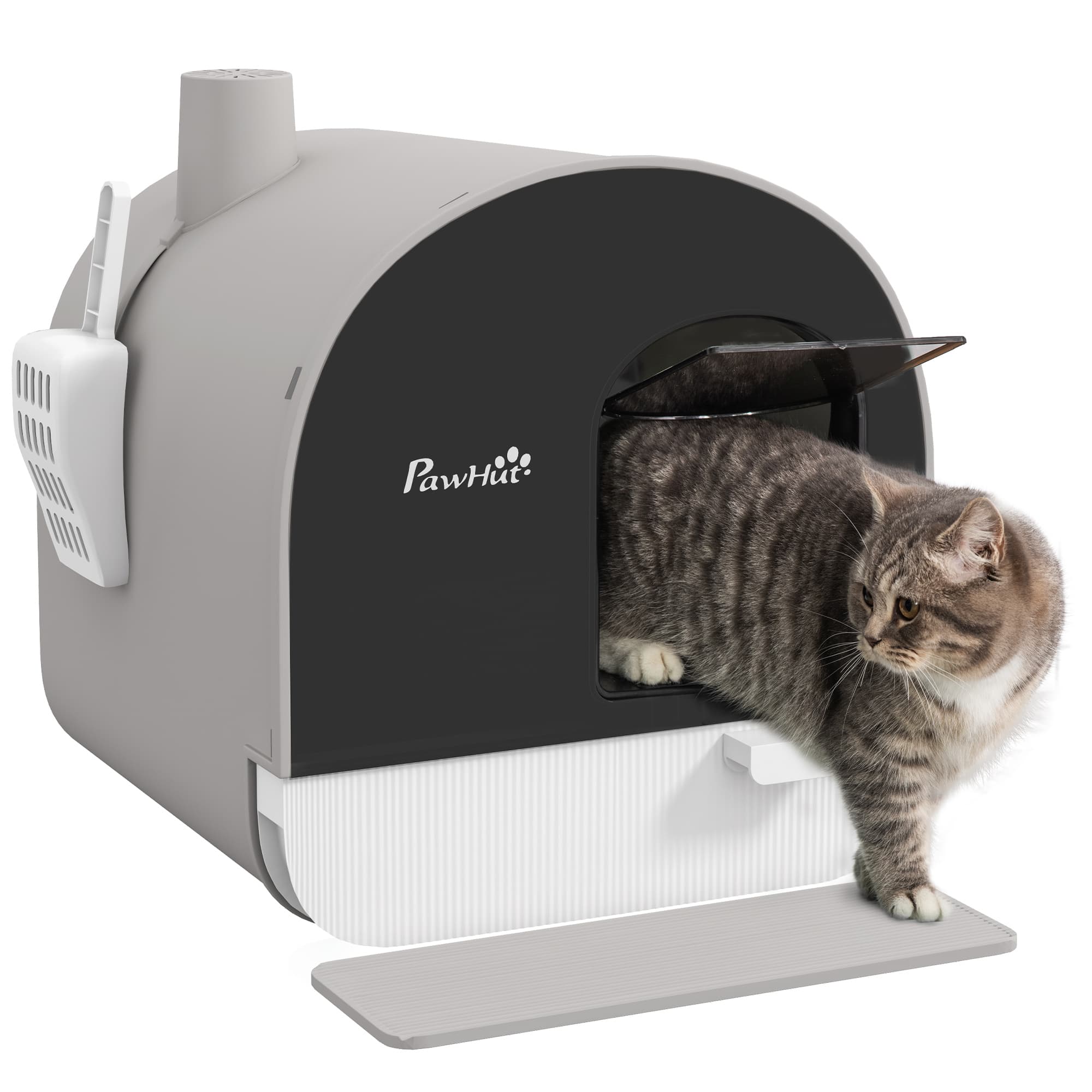 Keep Your Home Fresh with the PawHut Enclosed Cat Litter Tray - Light Grey