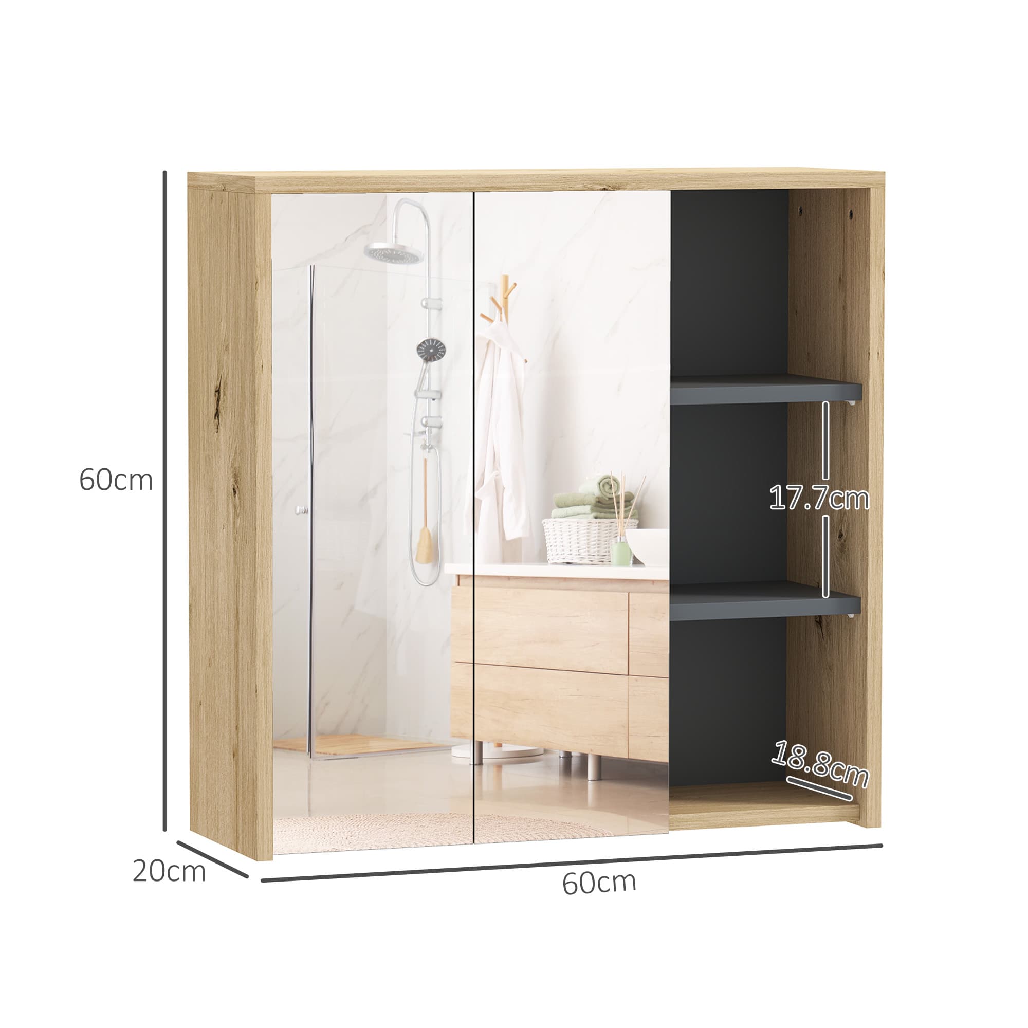 Transform Your Bathroom with this Natural Wood-Effect Mirror Cabinet - image 5