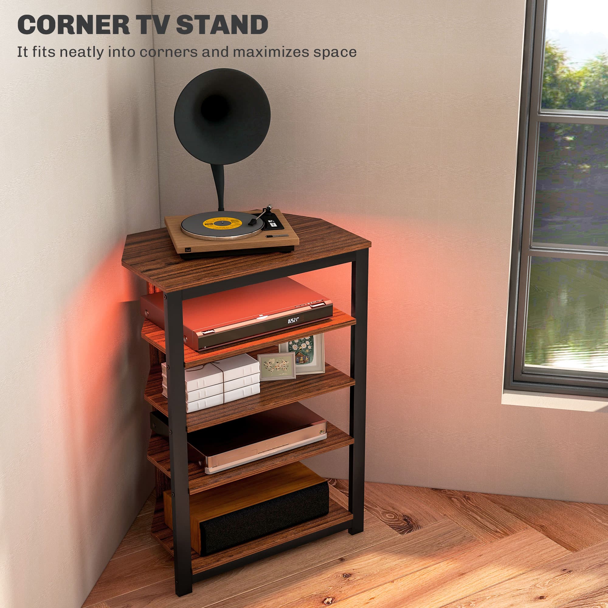 Transform Your Corner Space with This 4-Tier LED TV Stand - image 2