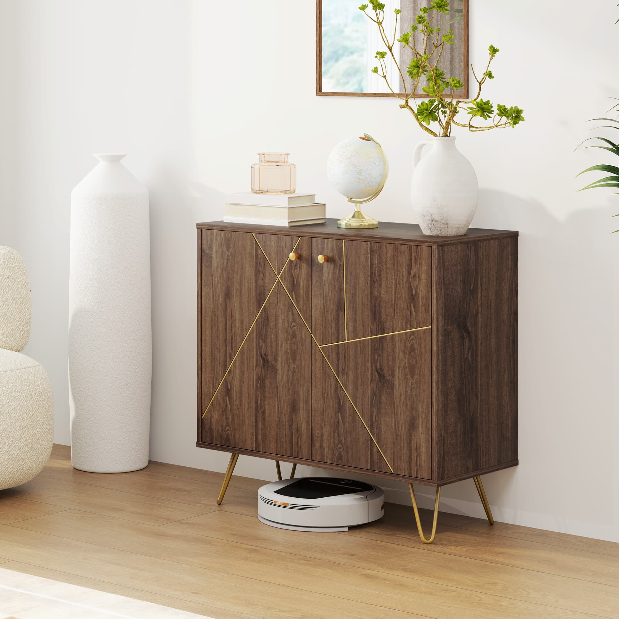 Two-Door Storage Sideboard with Gold Accents and Hairpin Legs - image 4
