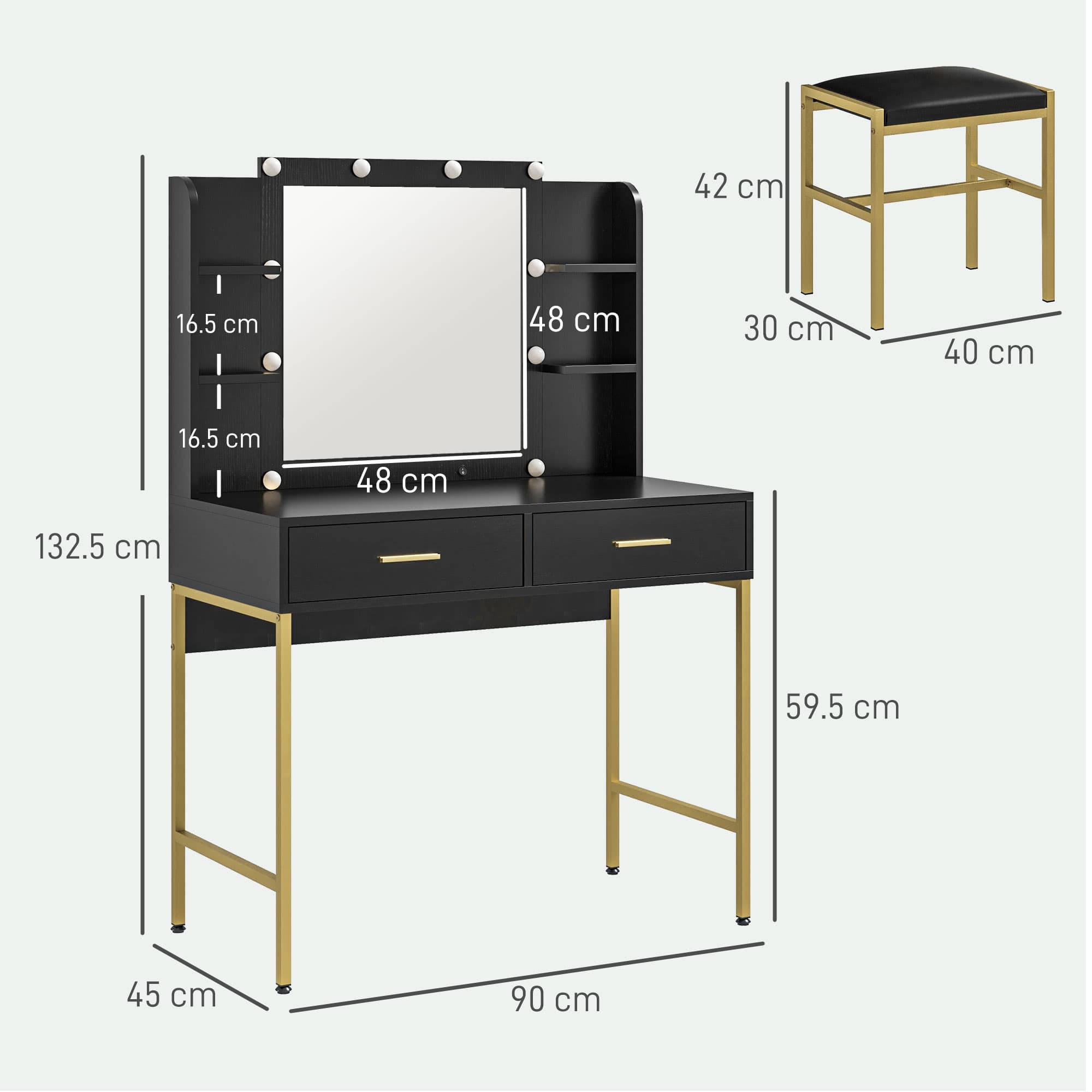 Transform Your Routine with this Black Hollywood Dressing Table - image 3