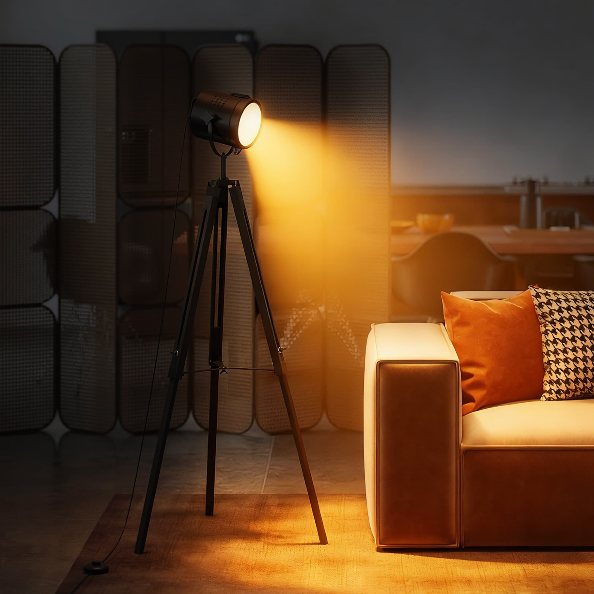 A Foldable Tripod Floor Lamp with Industrial Searchlight Style - image 5