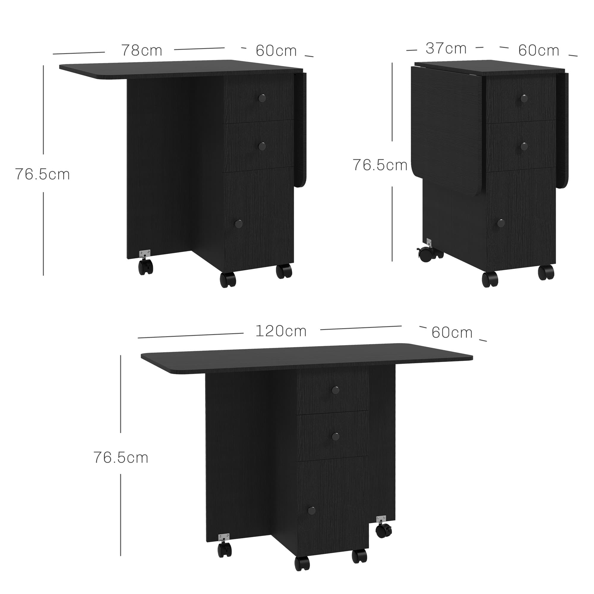 Extending Drop Leaf Dining Table with Built-In Storage and Wheels - image 1
