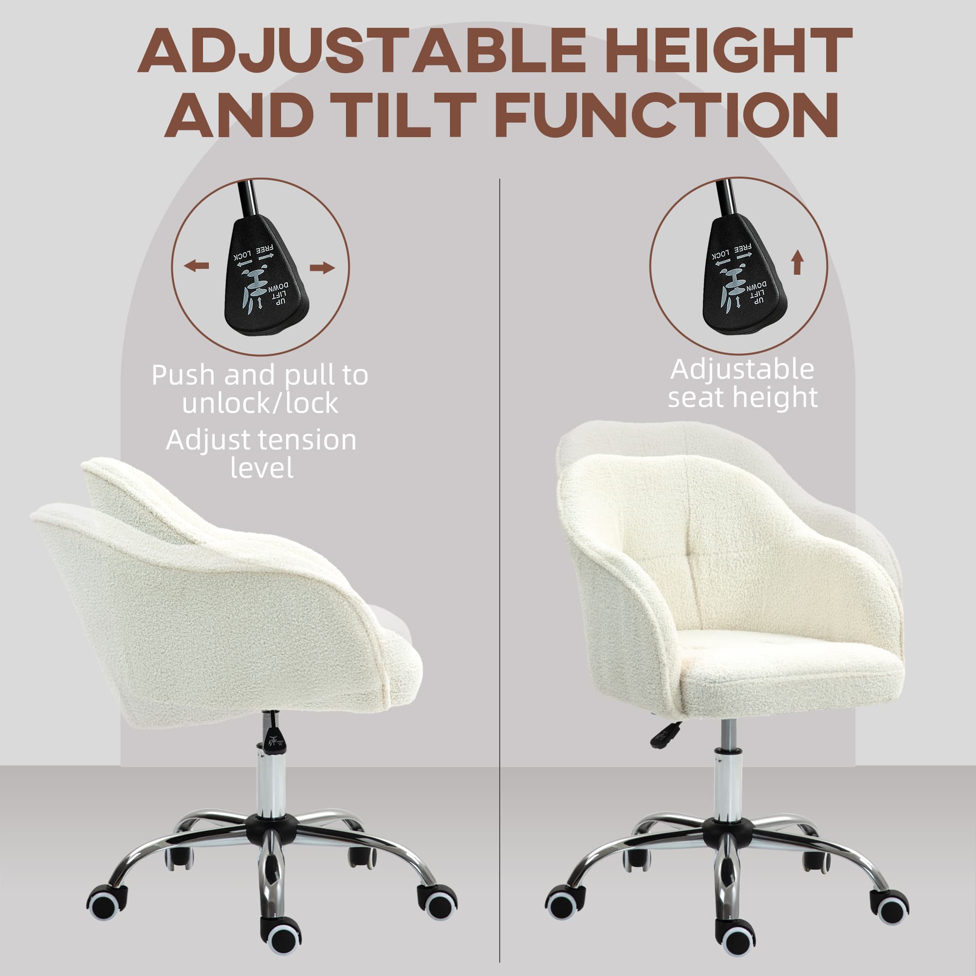 Cream Teddy Fleece Office Chair for Effortless Comfort - image 1