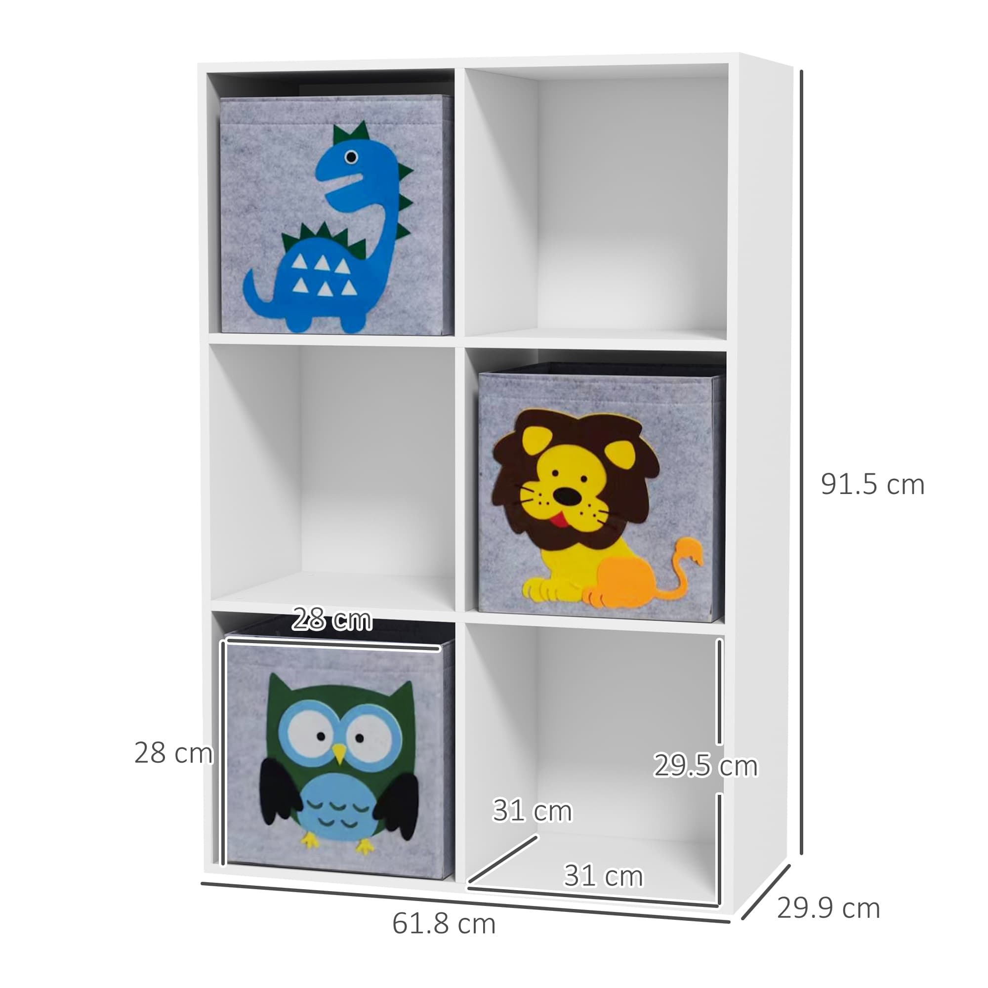 White Kids Storage Cabinet with Three Fabric Drawers - image 7