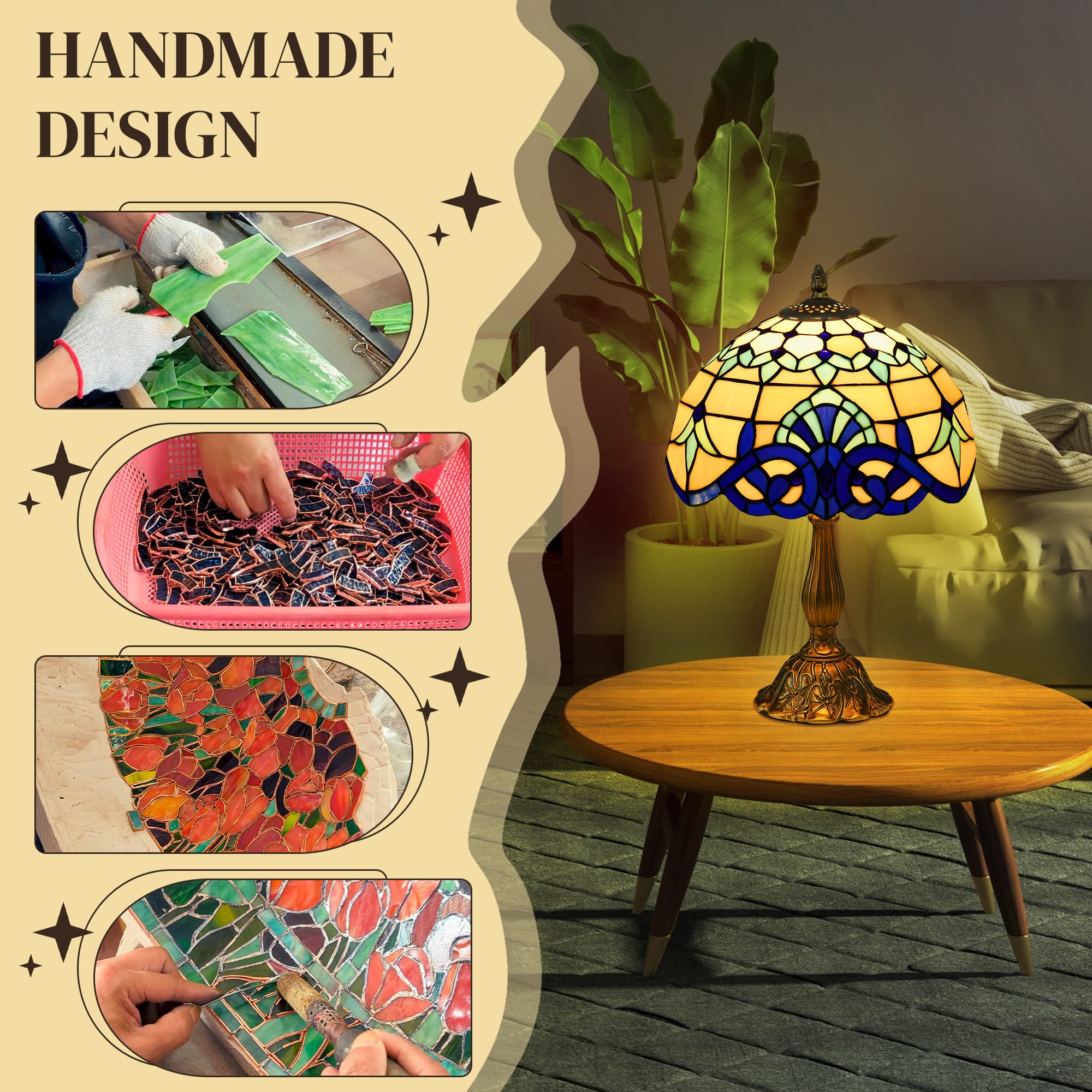 Transform Your Space with this Blue Stained Glass Table Lamp - image 2