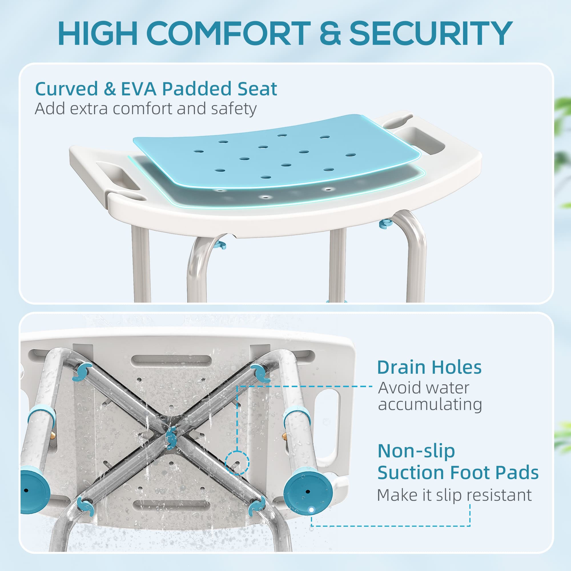 Turquoise Shower Chair for Safer Seated Bathing - image 7