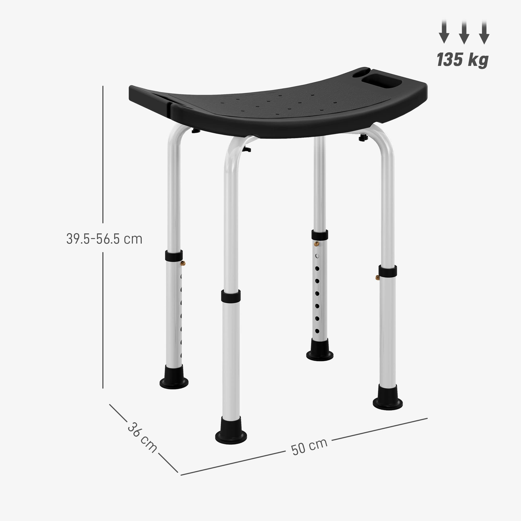 Aluminium Shower Stool, Height Adjustable, Black - image 5