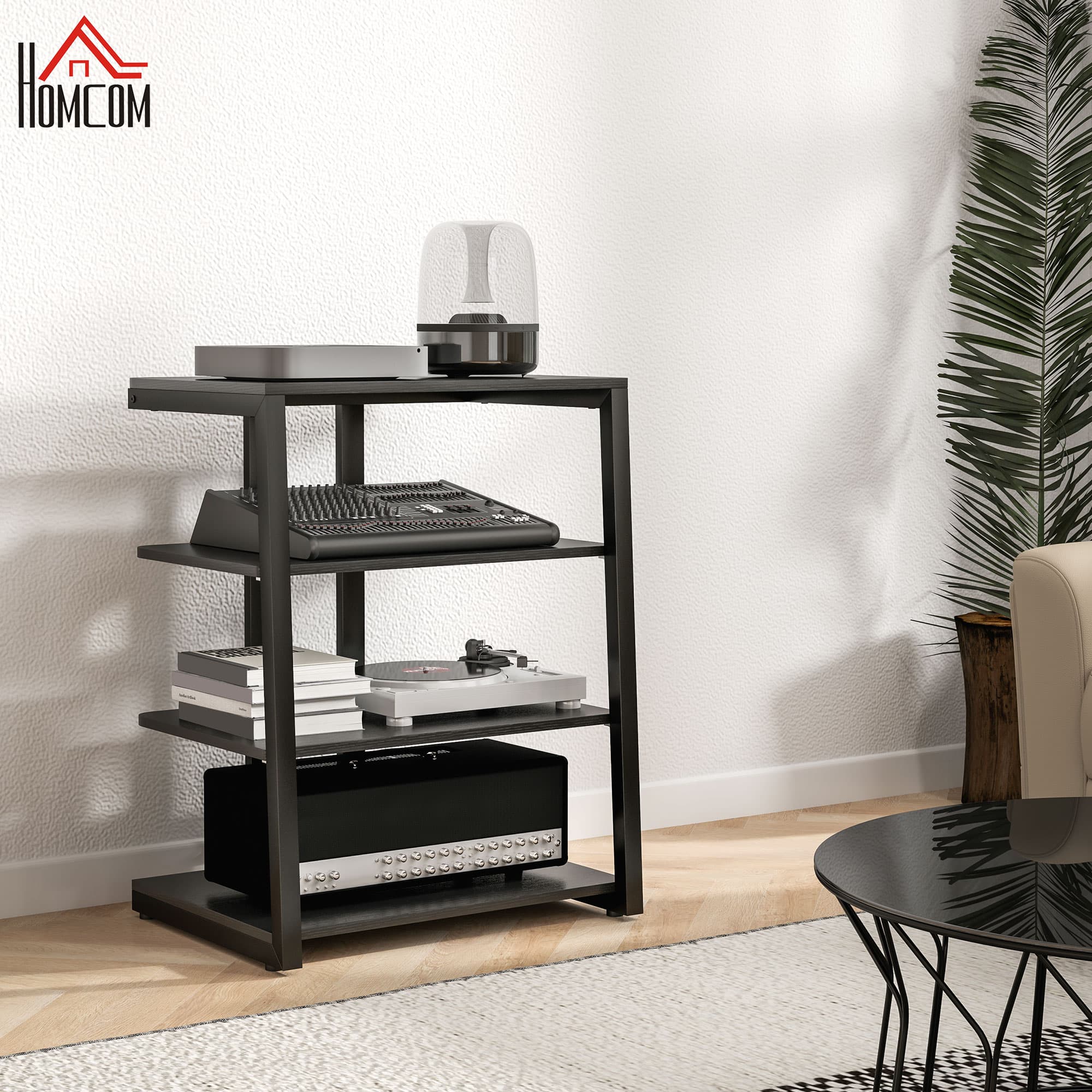 Effortless Media Organisation: Black 4-Tier HiFi Stand - image 2