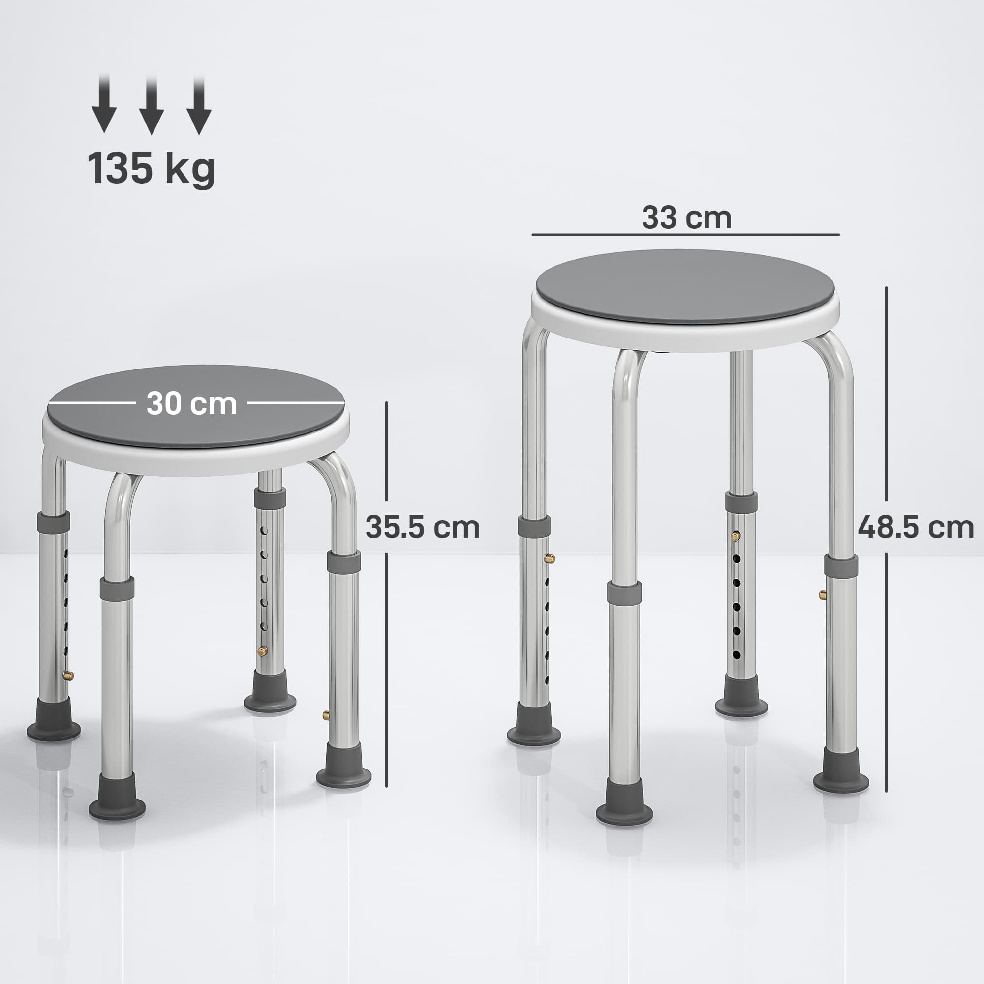 Height-Adjustable Shower Stool With 360° Rotating Seat - image 2
