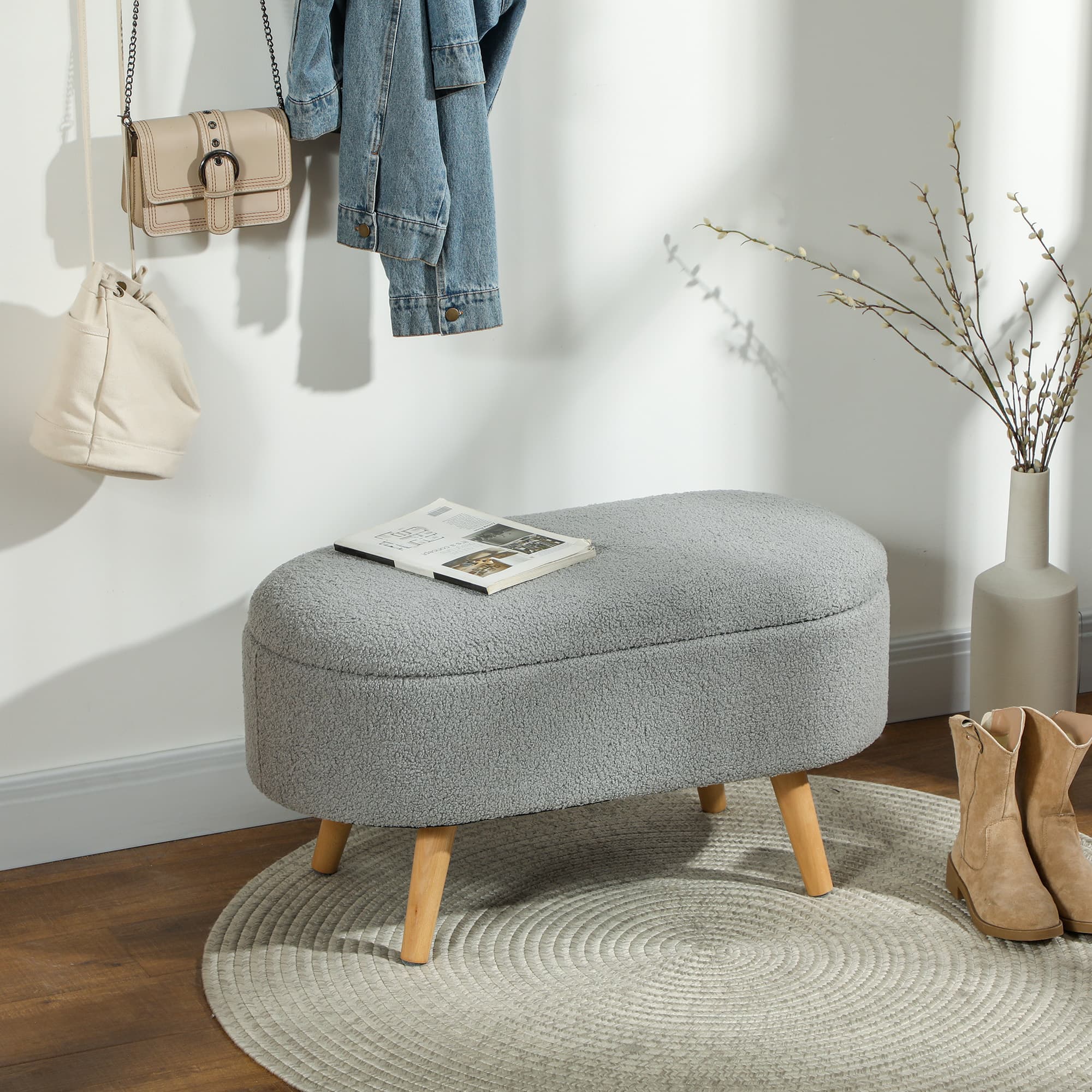 Transform Your Space with this Grey Teddy Fleece Storage Ottoman - image 4