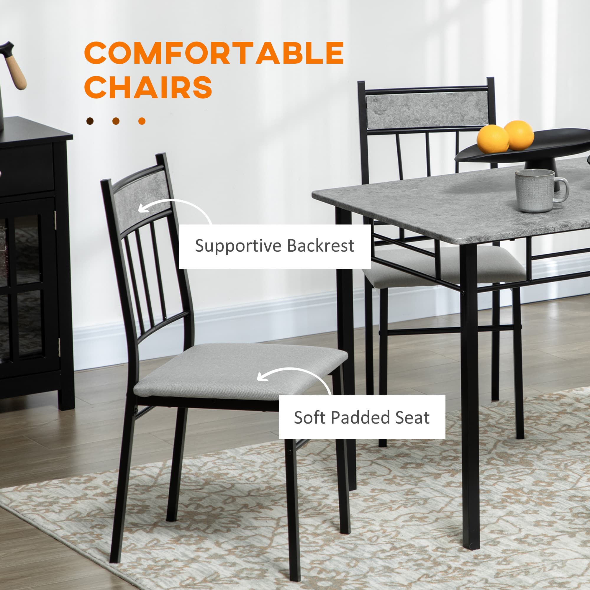 Transform Your Space with this Space-Saving Marble Effect Dining Set - image 2