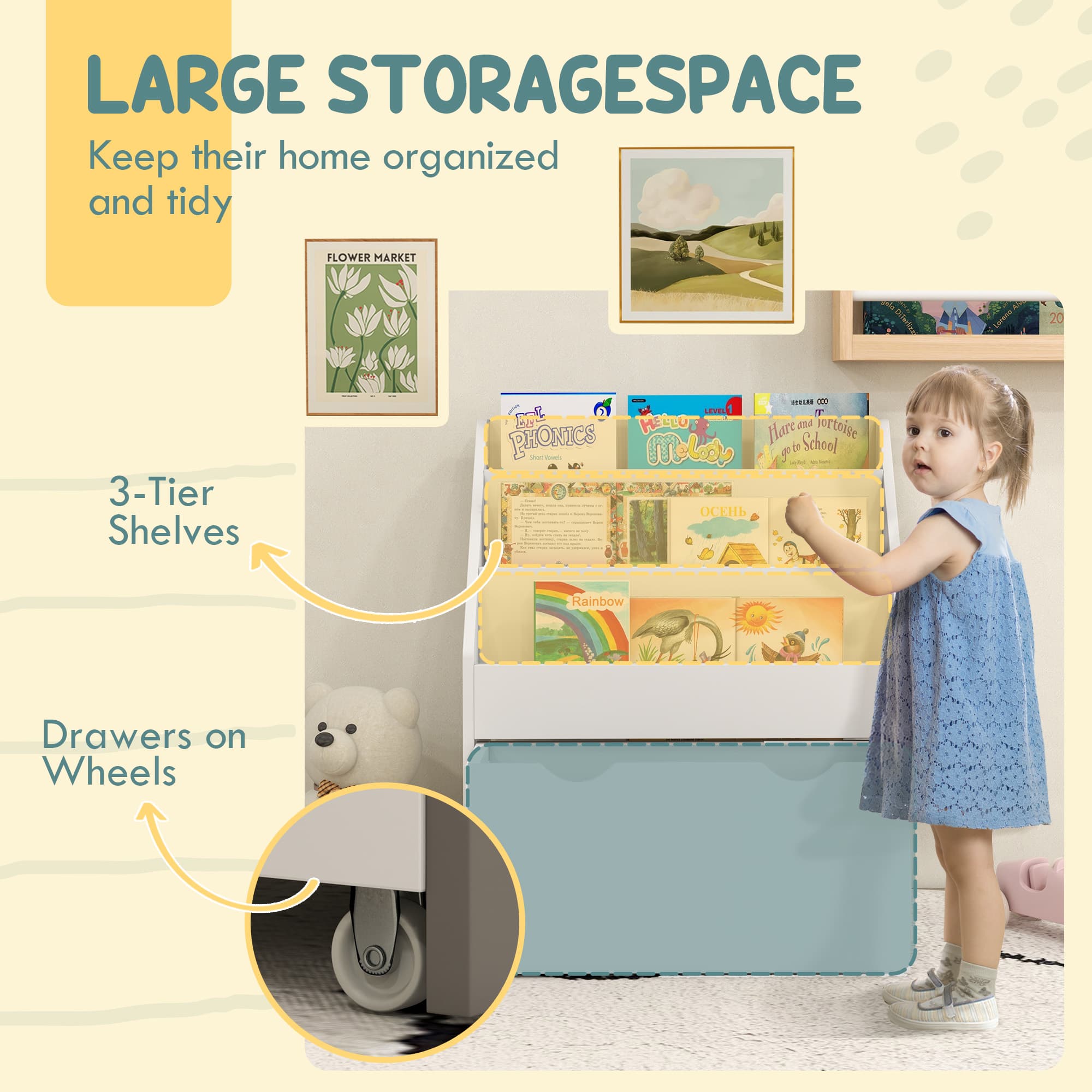 Effortless Storage: White Kids Bookcase with Drawer - image 4