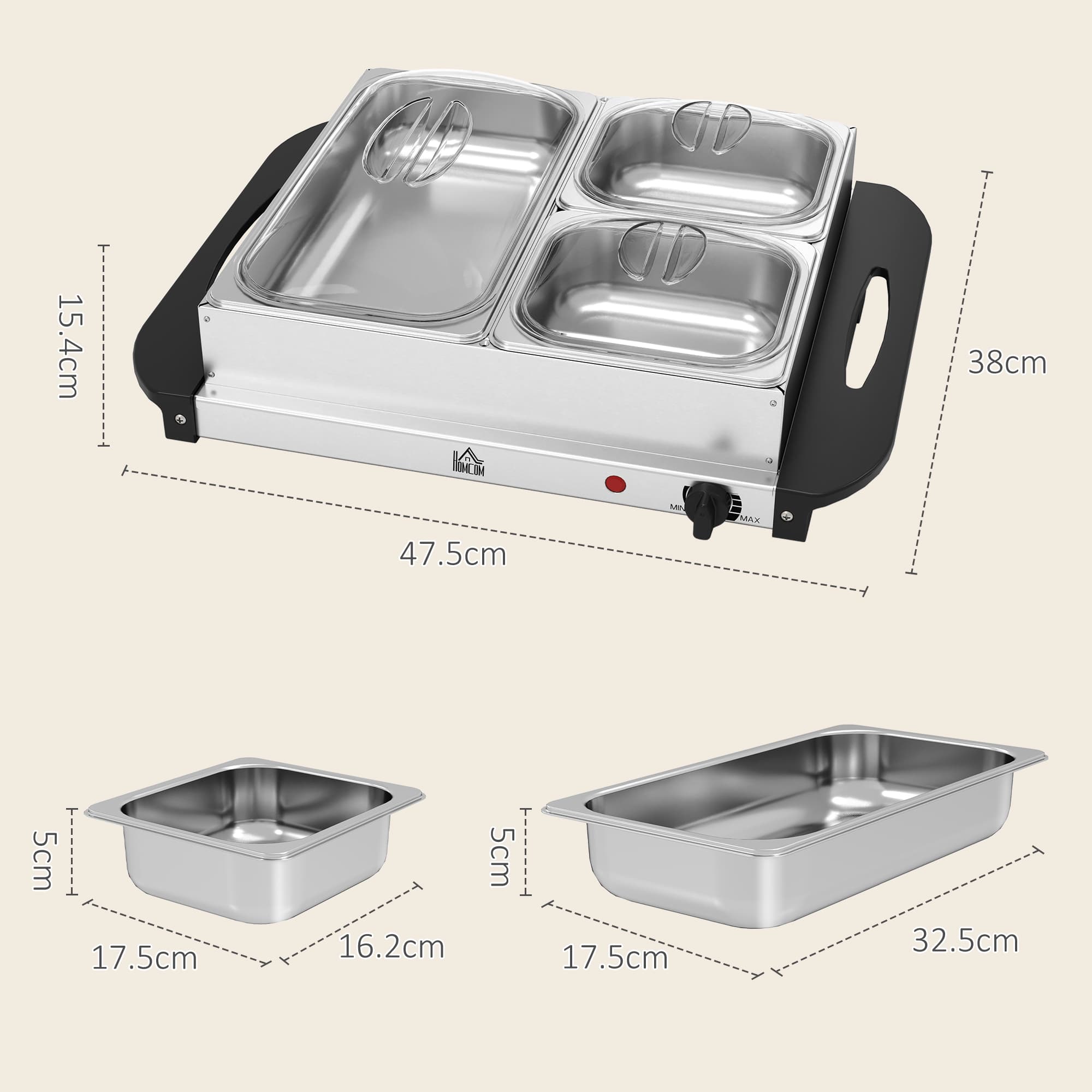 3-Section Electric Food Warmer with Clear Lids and Temperature Control - image 9