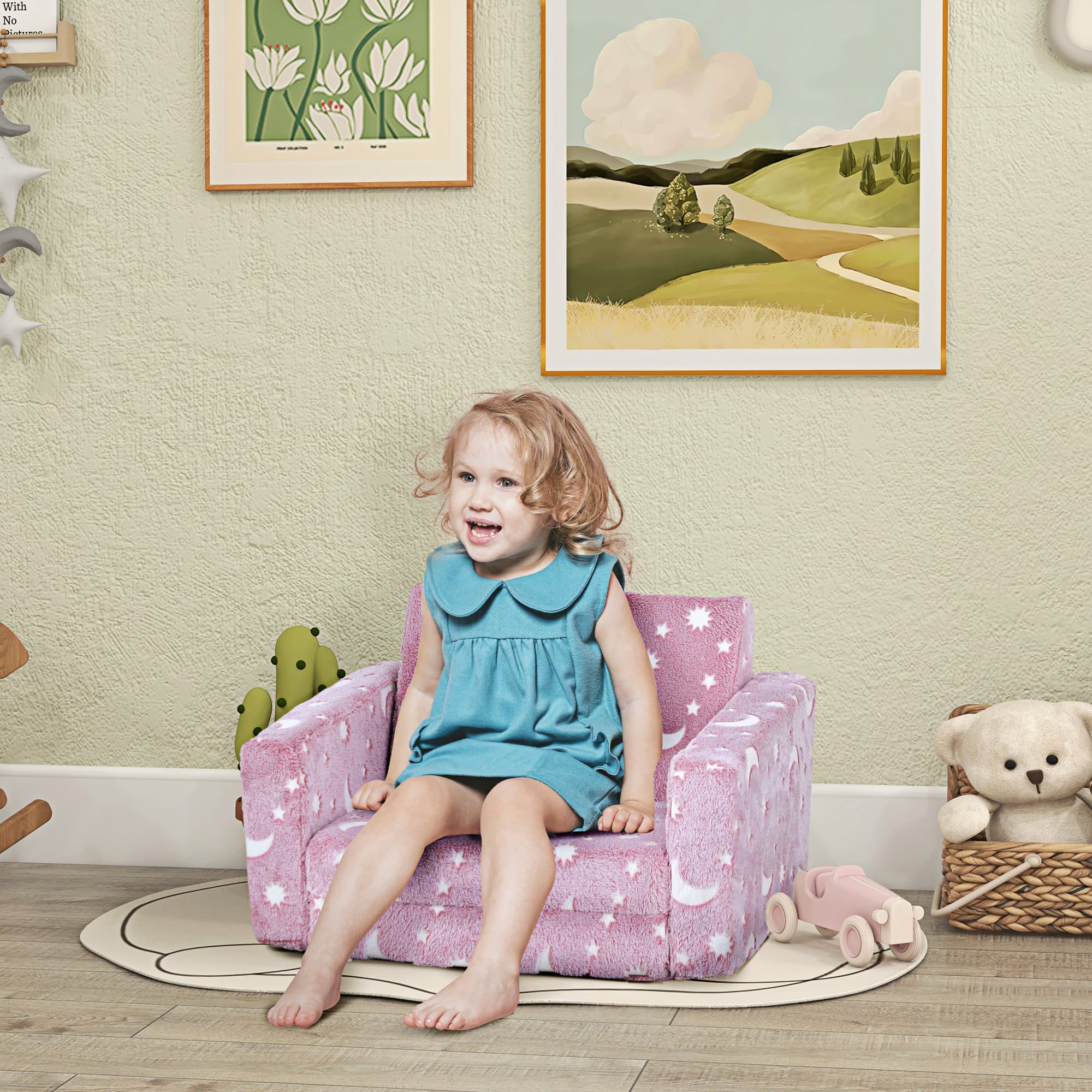 Glow-in-the-Dark Kids Armchair That Folds into a Toddler Bed - image 3
