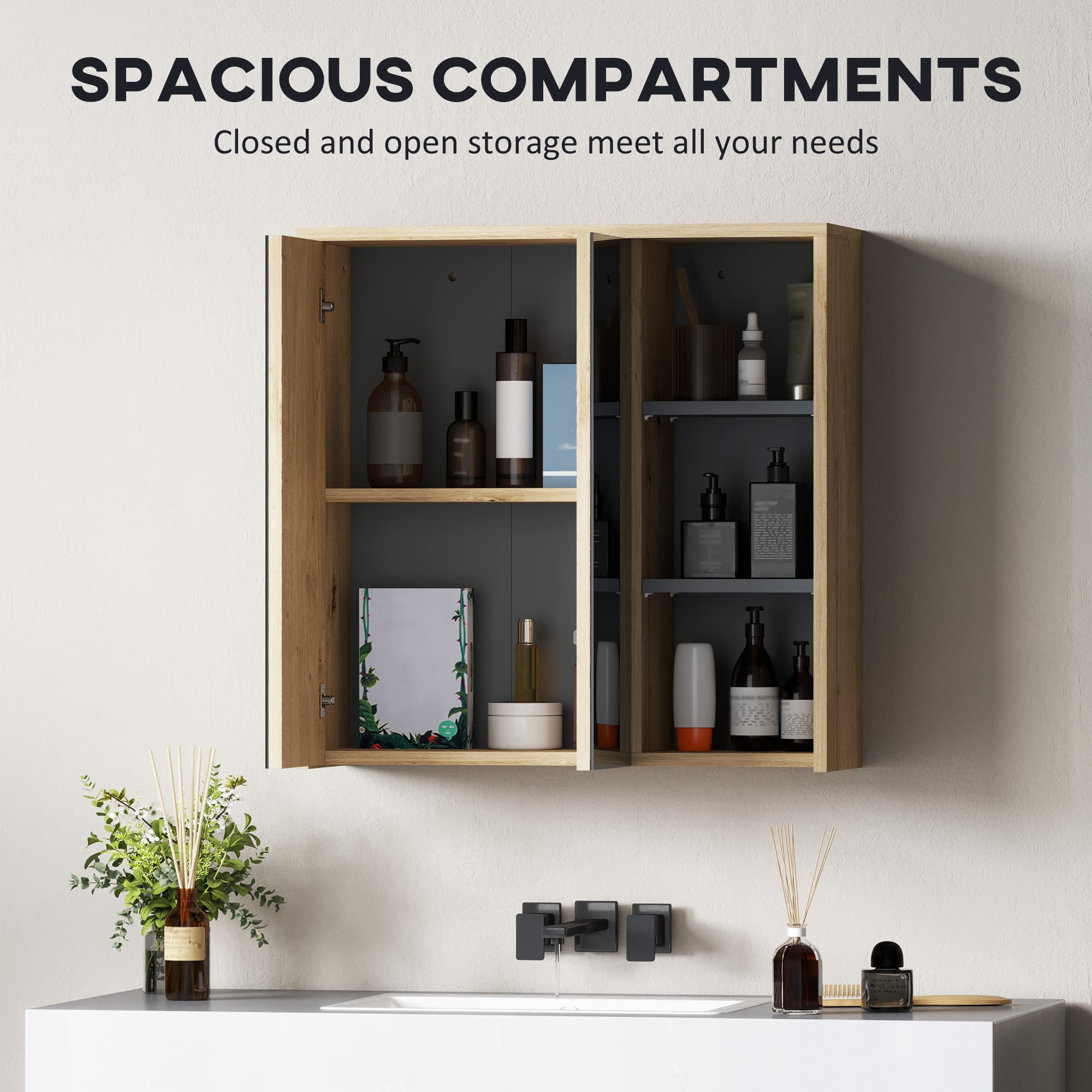 Transform Your Bathroom with this Natural Wood-Effect Mirror Cabinet - image 2
