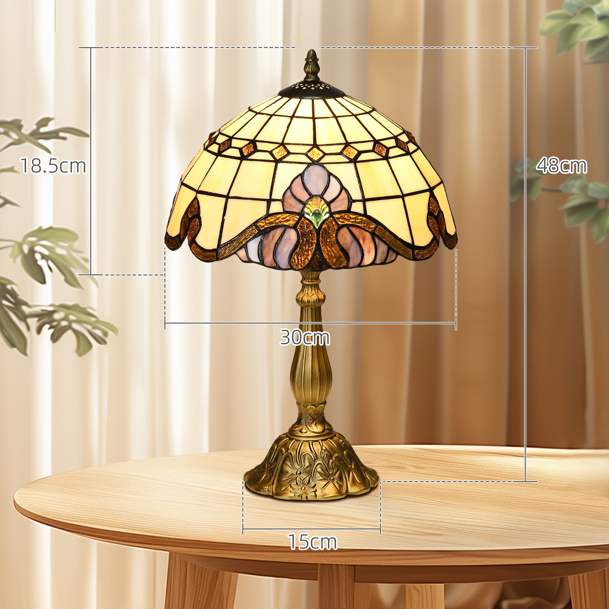Handmade Stained Glass Bedside Table Lamp - image 5