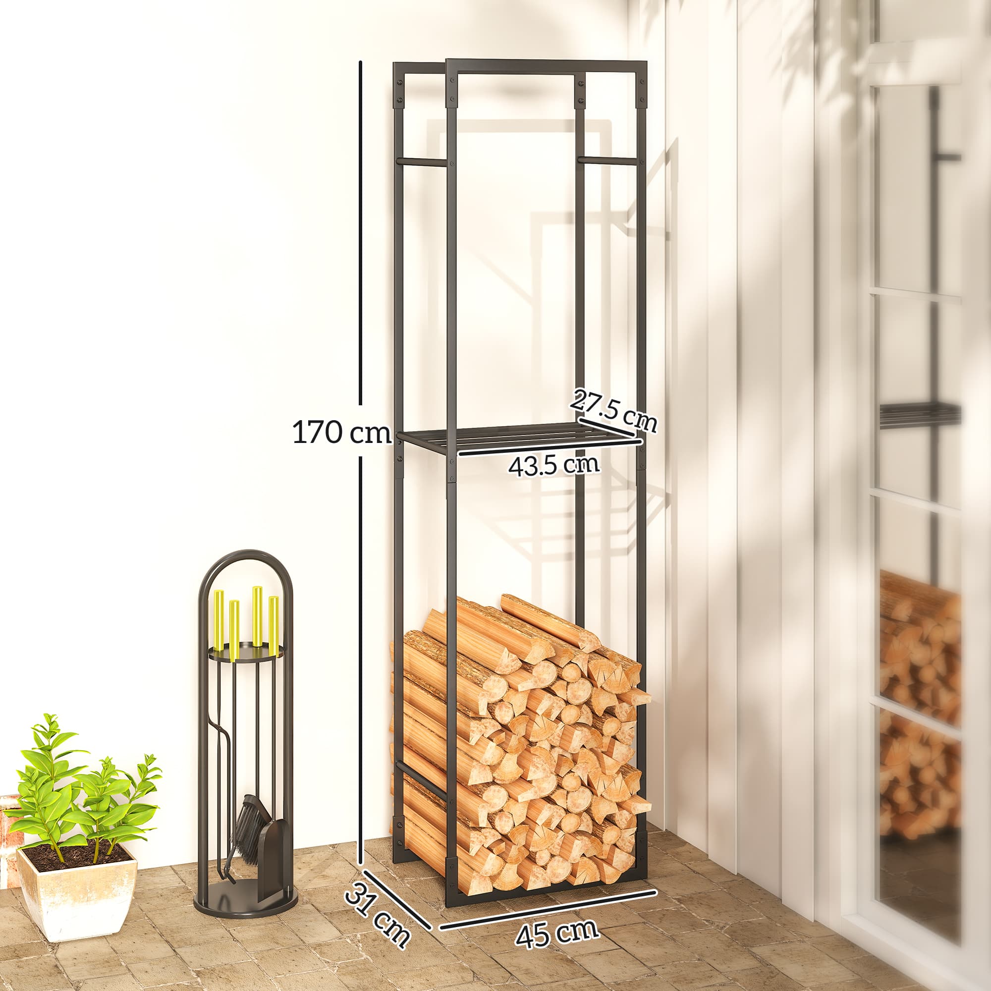 Tall black log holder for tidy fireside storage - image 6