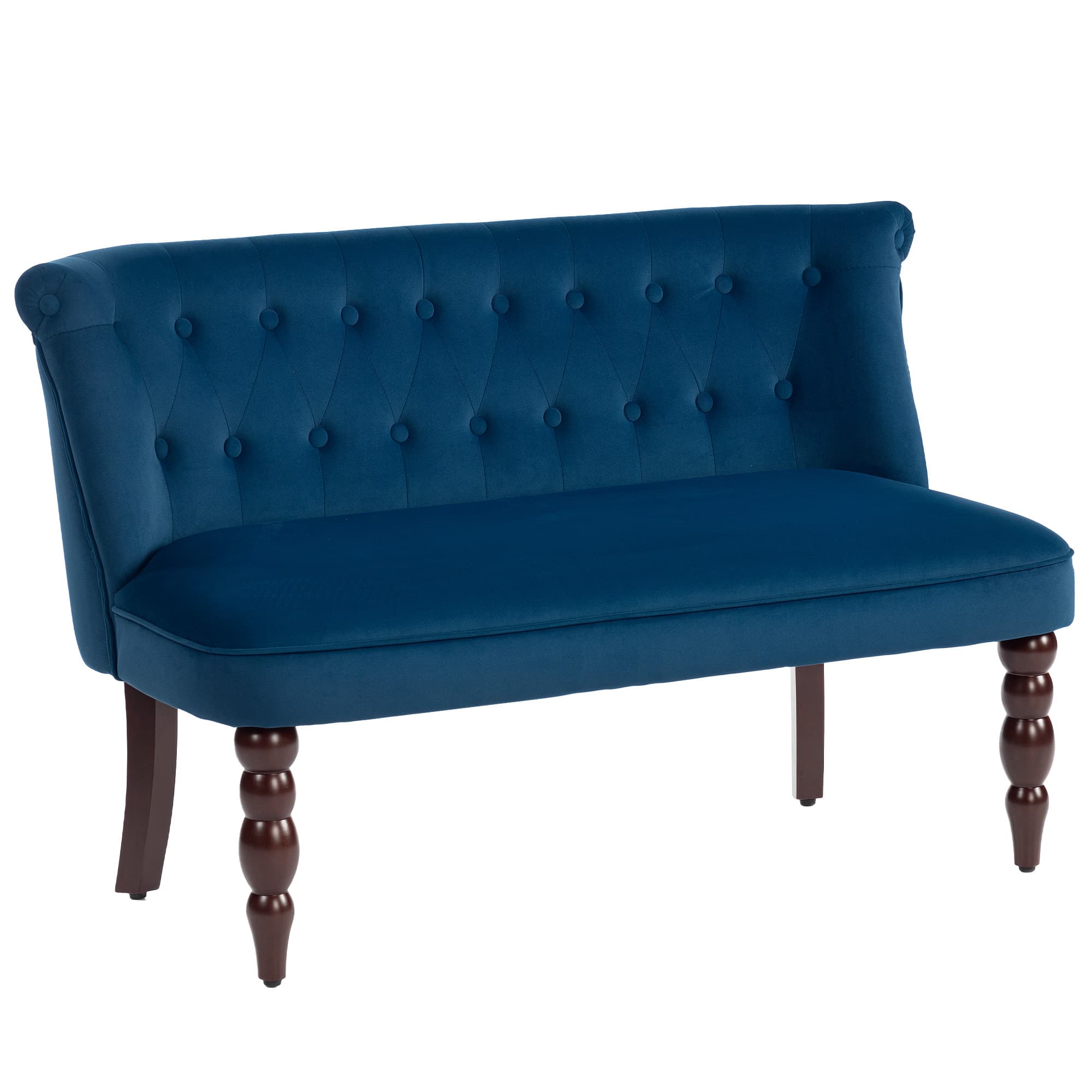Discover Plush Comfort: Dark Blue Velvet 2-Seater Wingback Sofa