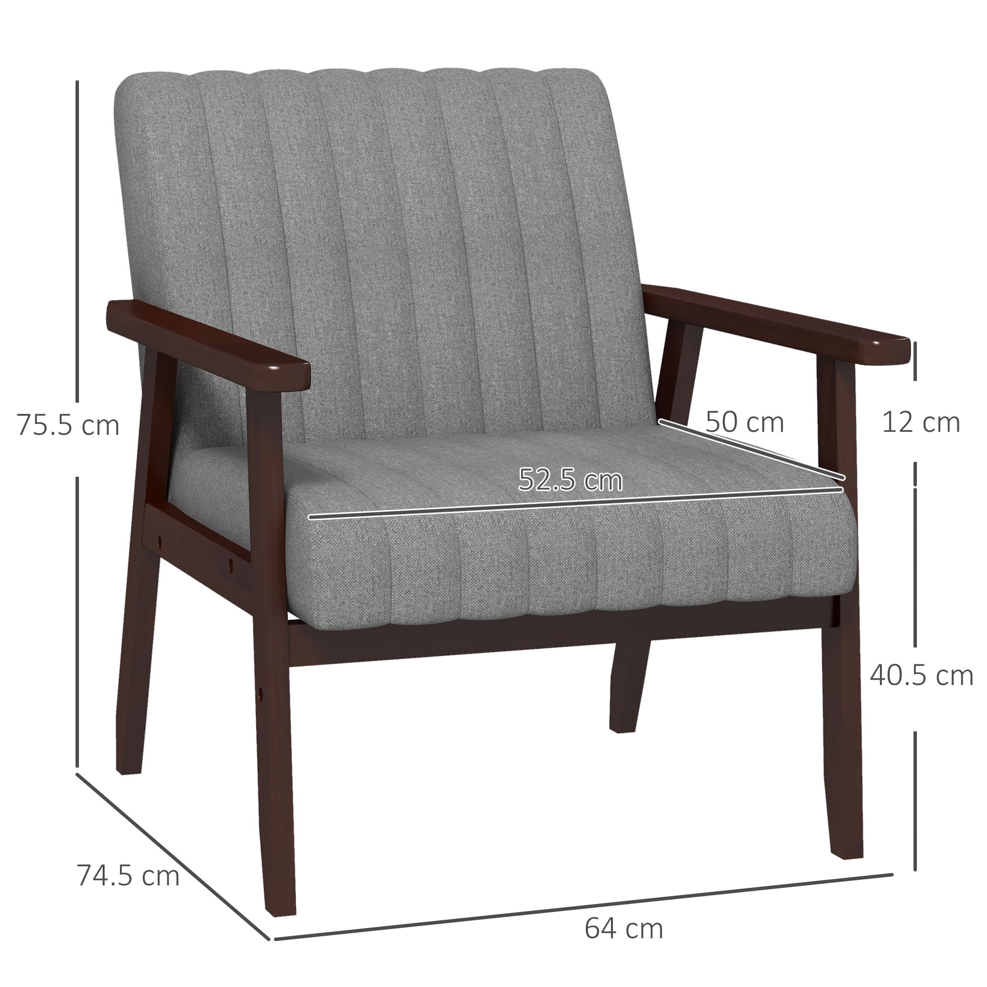 Mid-Century Accent Chair with Wooden Frame — Light Grey - image 3