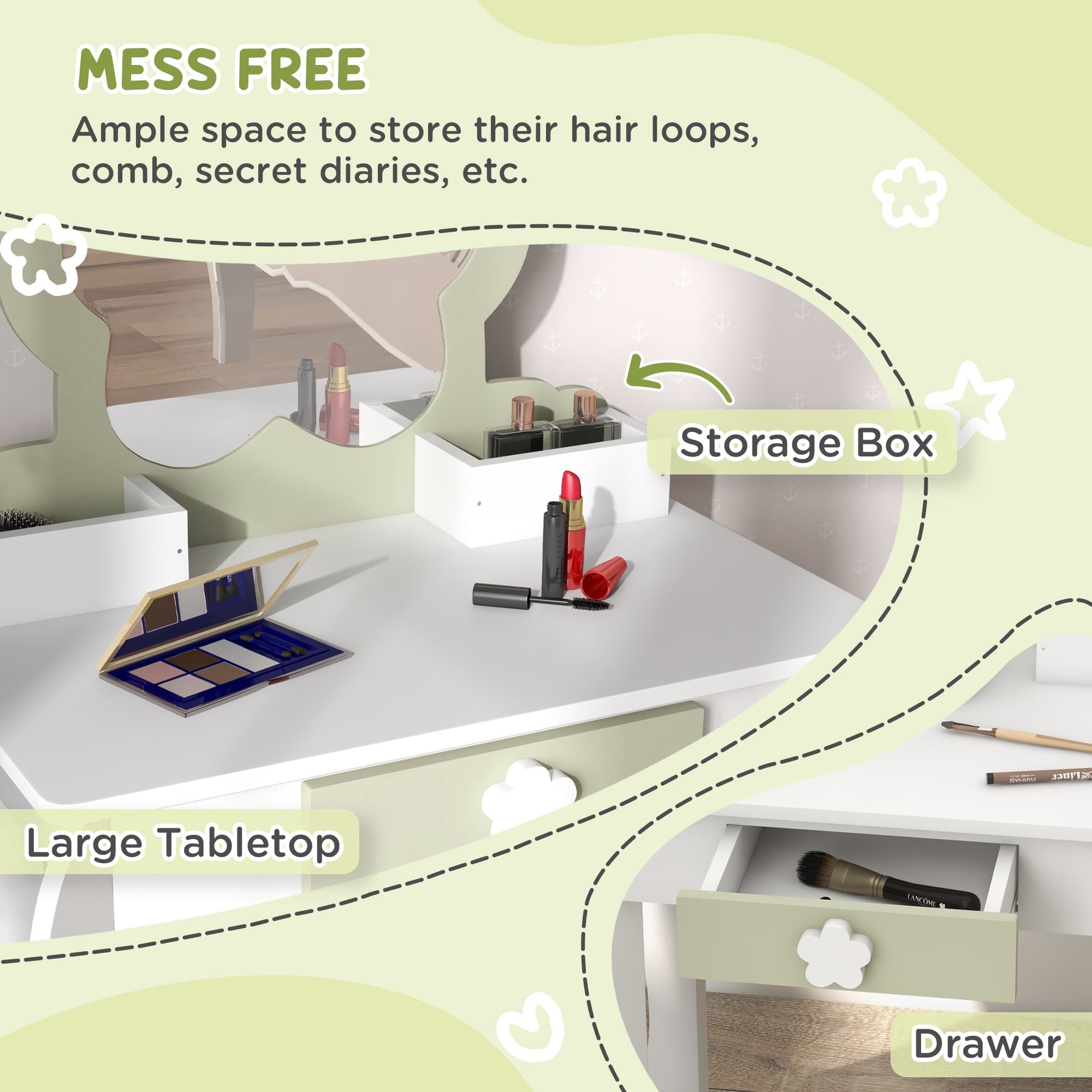 Give Little Ones Their Own Dressing Table with Flower Mirror - image 1