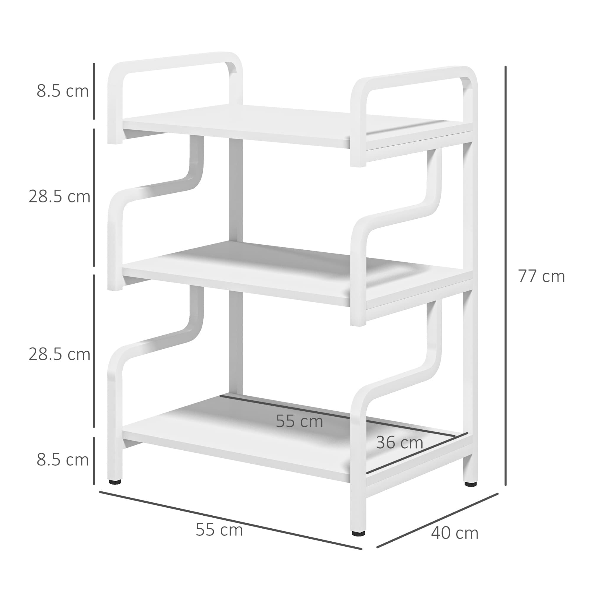 3-Tier White Printer Stand with Storage for Home Office - image 3