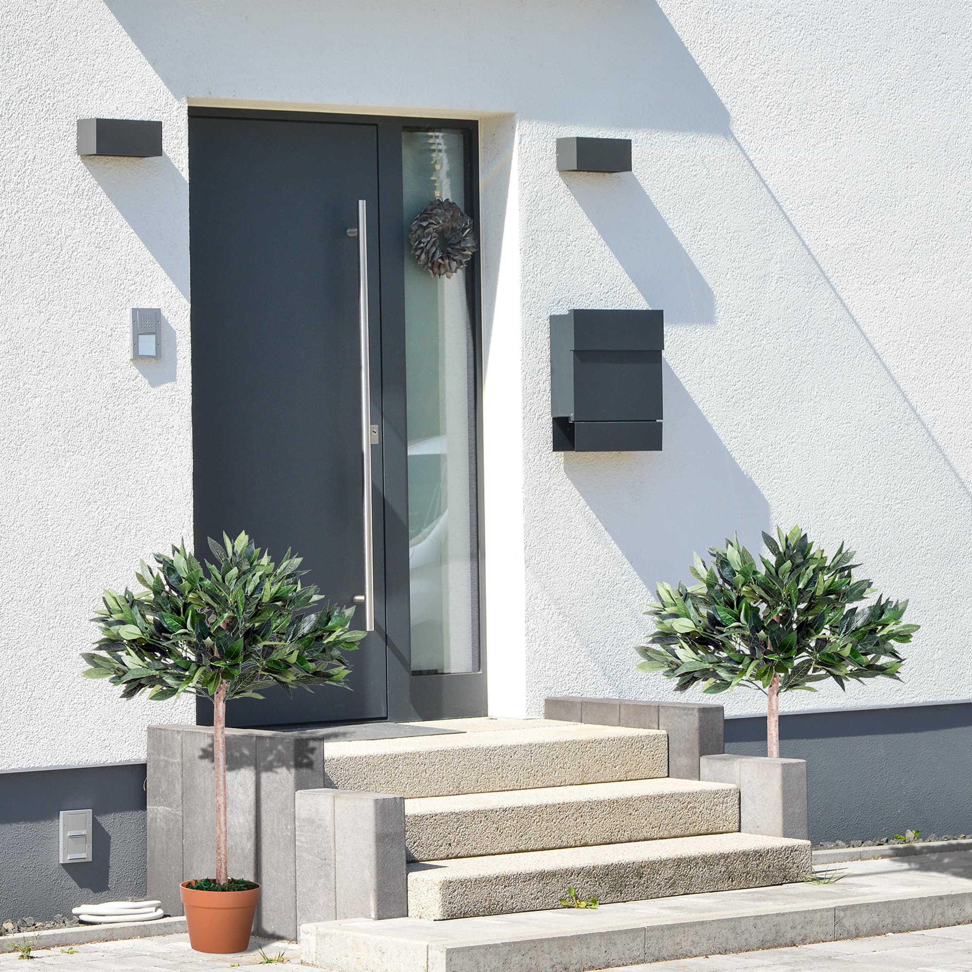 Two fuss-free artificial olive topiary trees, ready to display - image 5