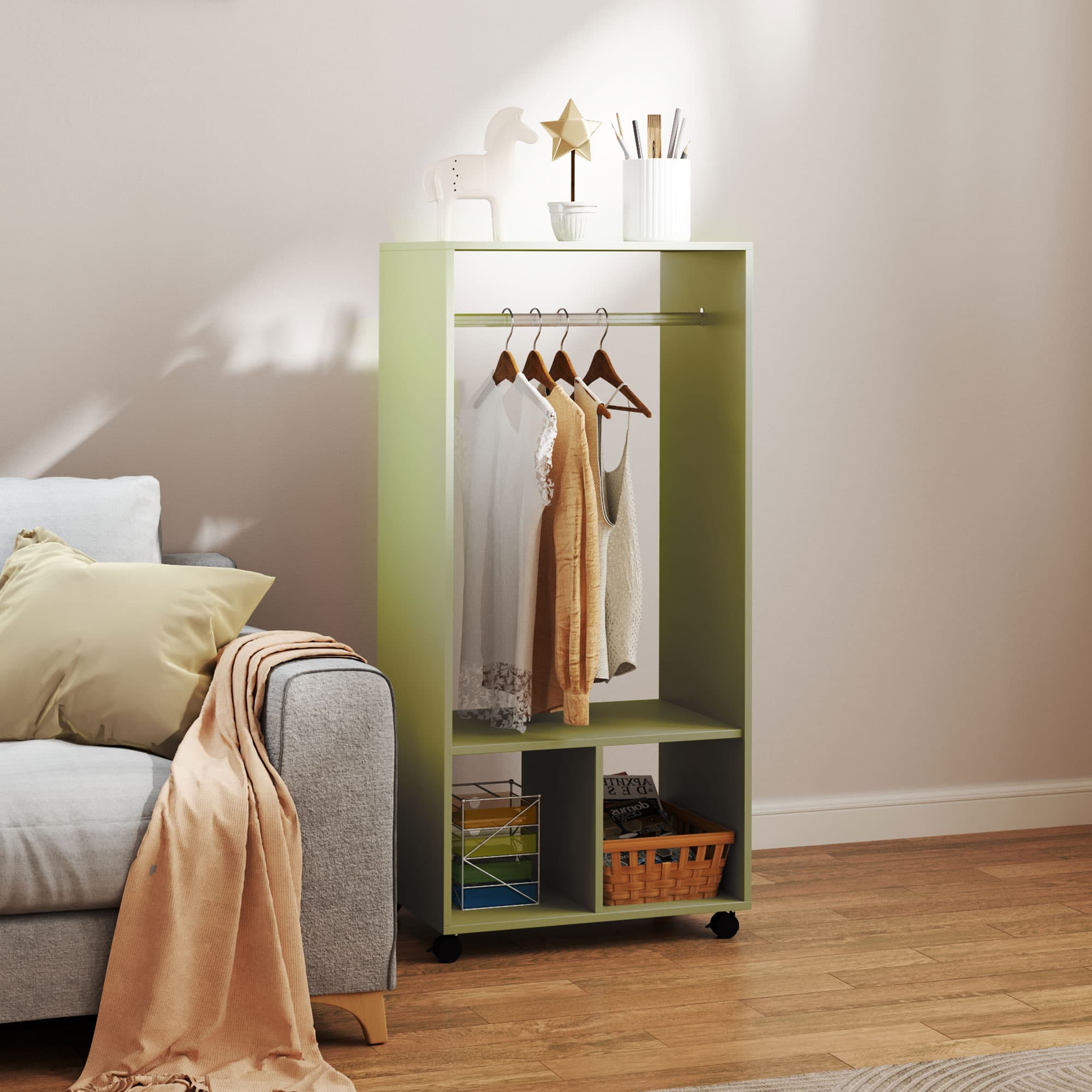 Transform Your Space With This Mobile Green Open Wardrobe - image 1