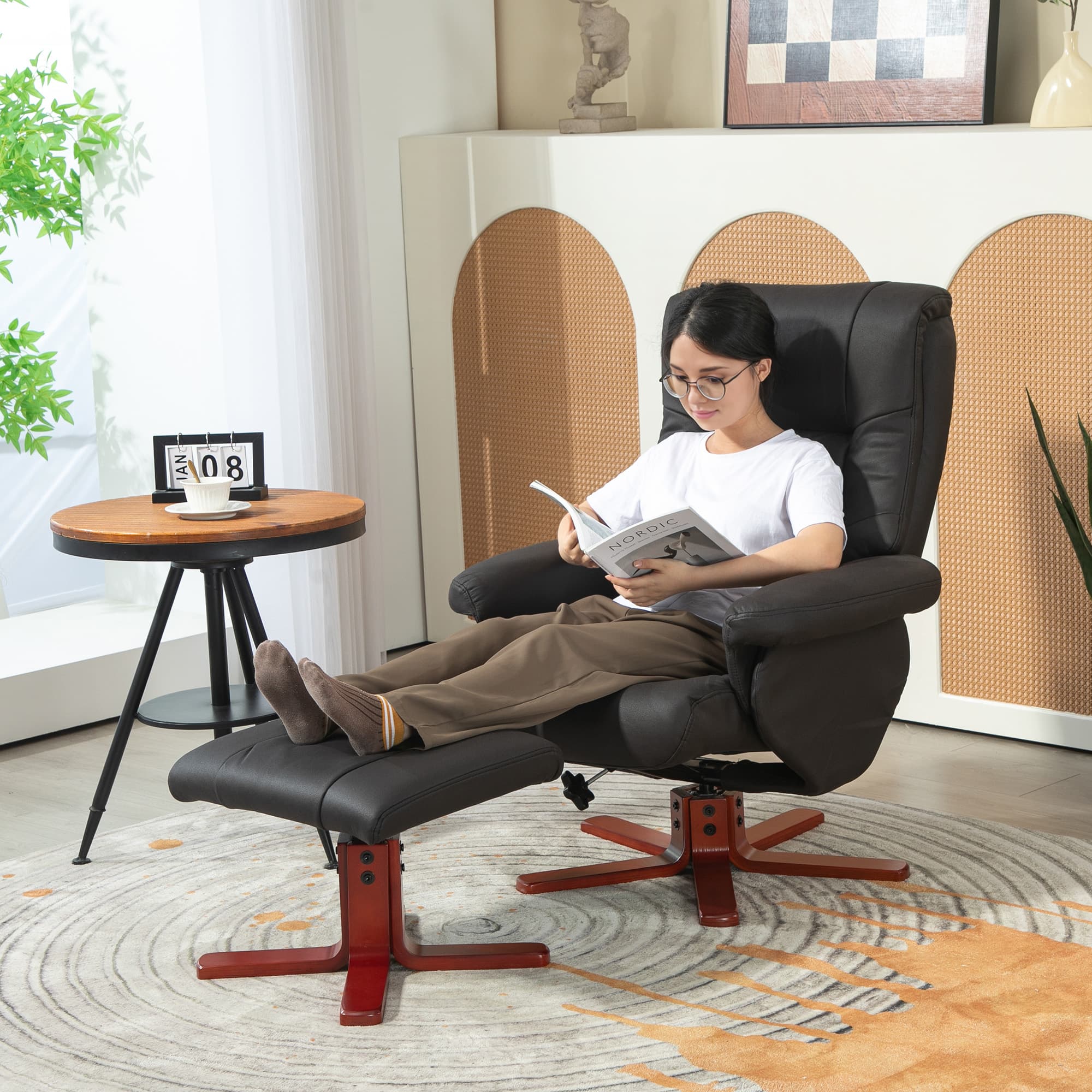 Transform Your Lounge with this Black Recliner & Footstool Set - image 3