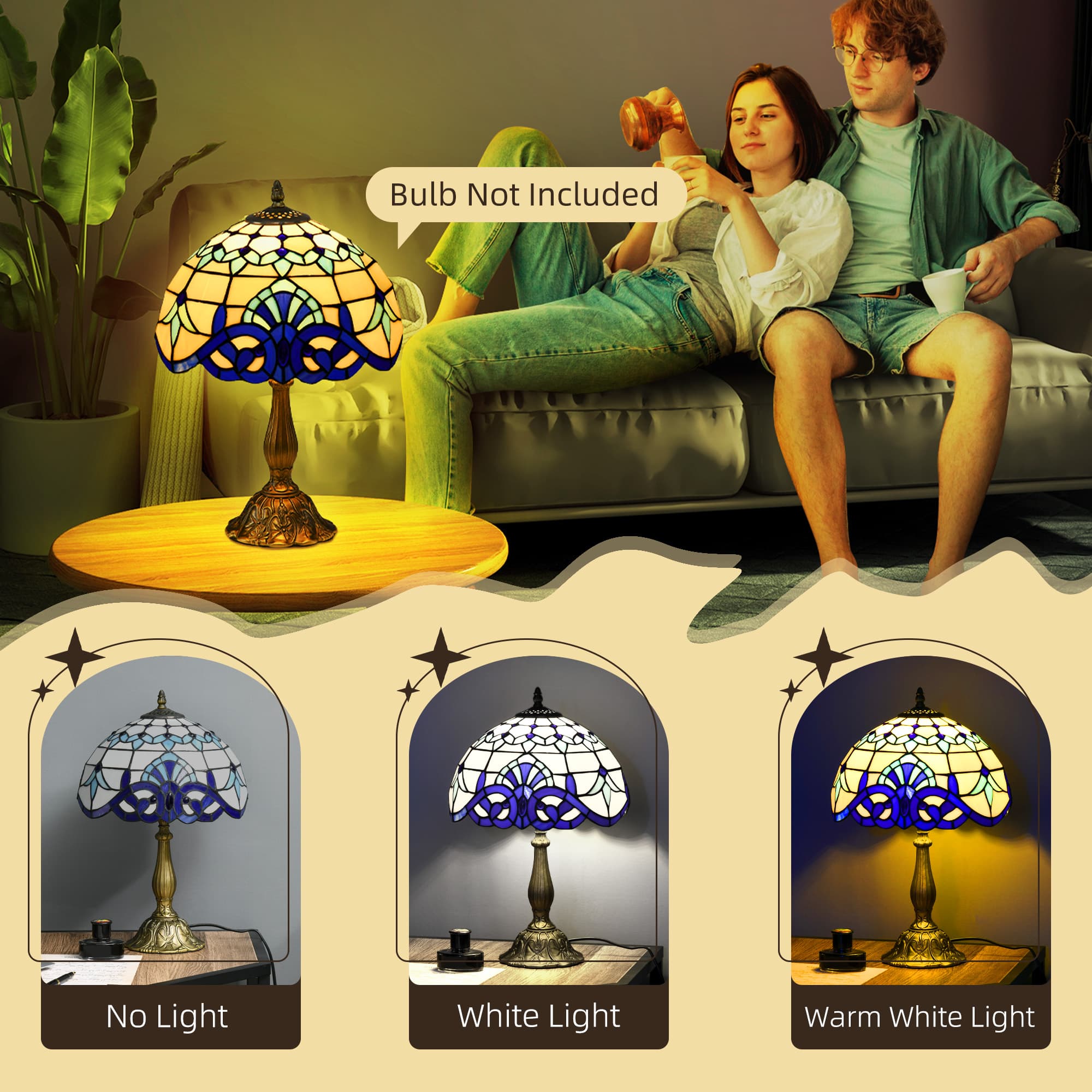 Transform Your Space with this Blue Stained Glass Table Lamp - image 3