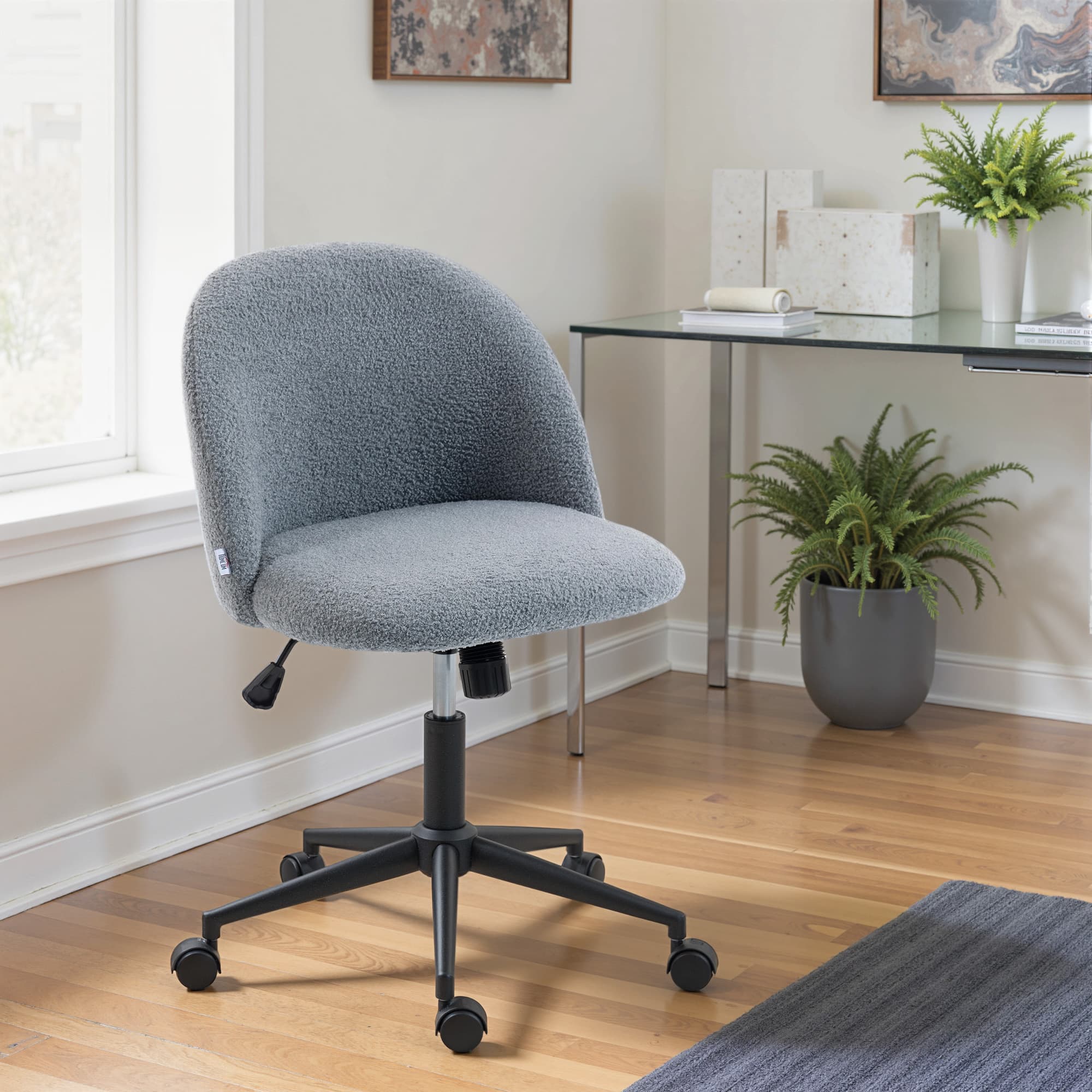 Transform Your Workspace with the Grey Teddy Fleece Office Chair - image 1