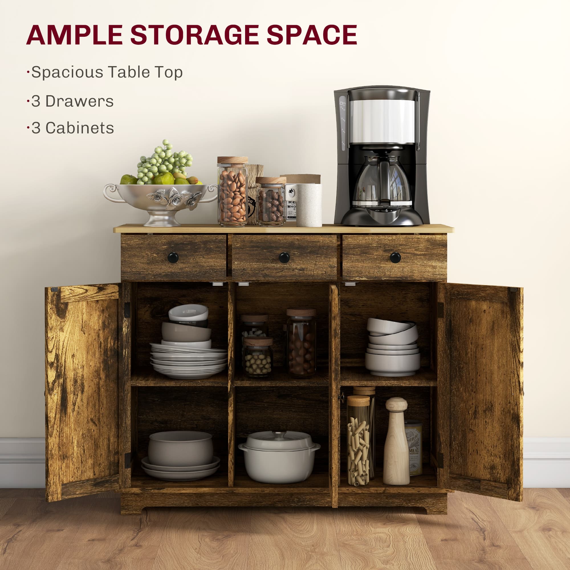 Rustic Brown Sideboard Cabinet for Effortless Home Storage - image 1