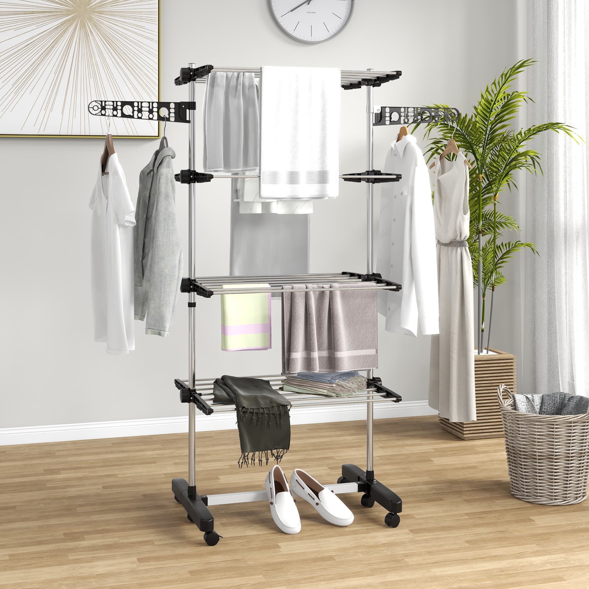 Dry More Laundry Faster with a 4-Tier Rolling Clothes Rack - image 3