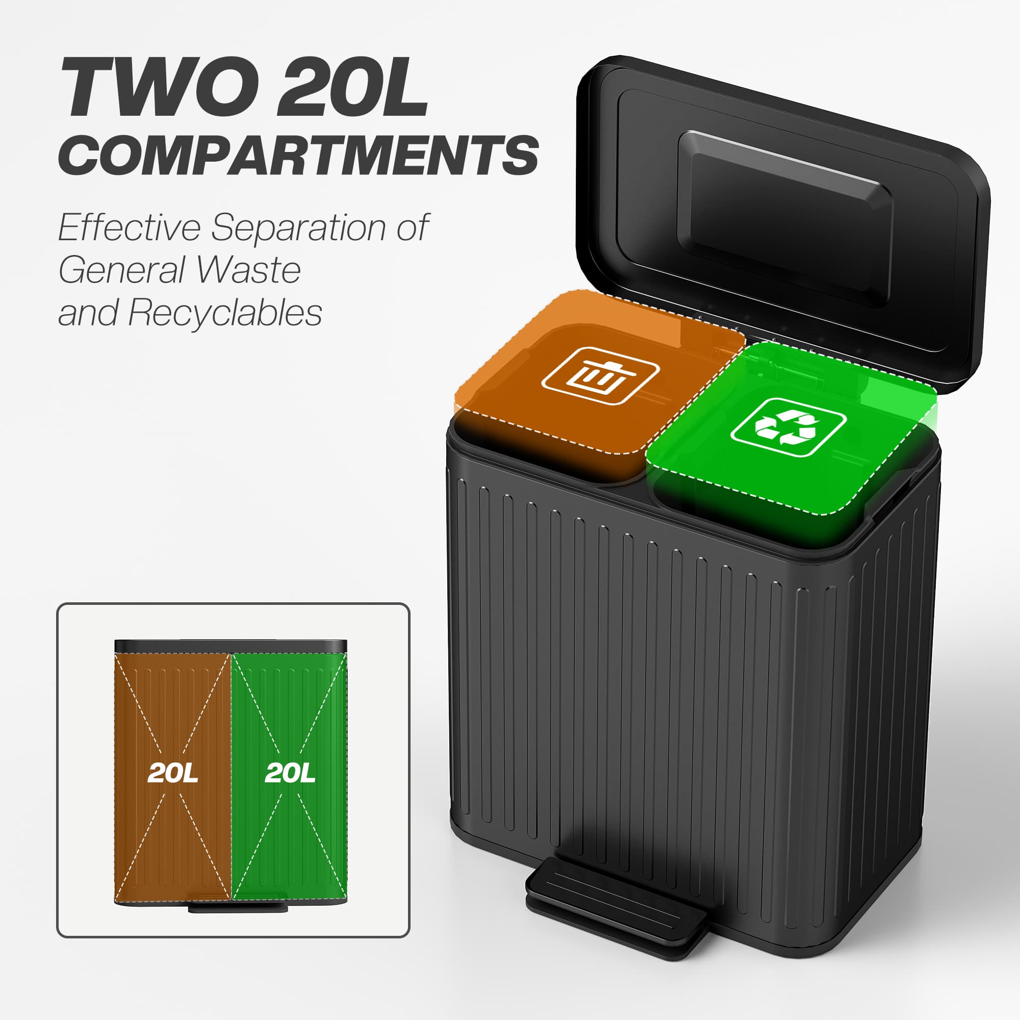 Effortless Waste Separation with the 40L Dual Kitchen Bin - image 2