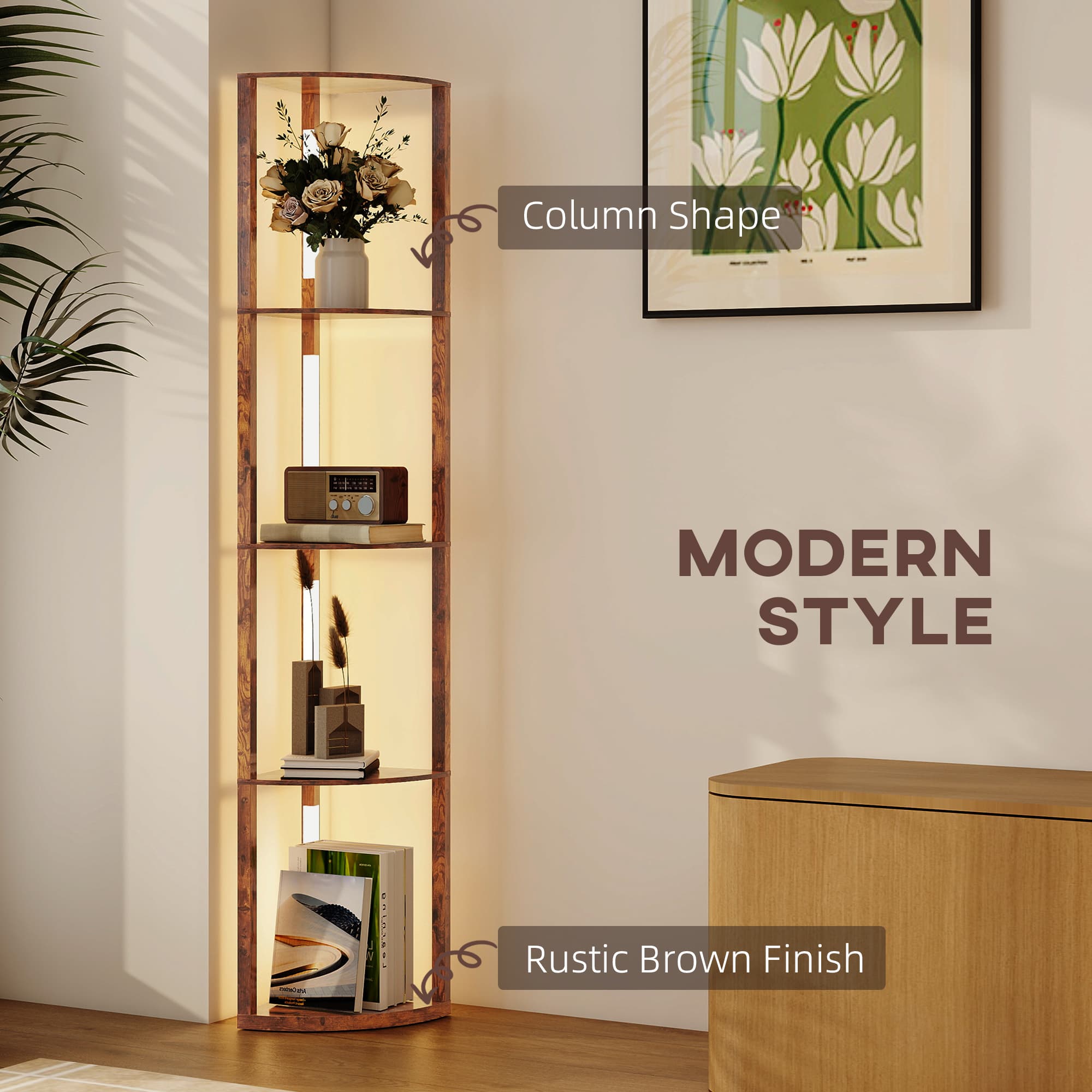 Transform Your Space with this Rustic LED Corner Shelf Lamp - image 3